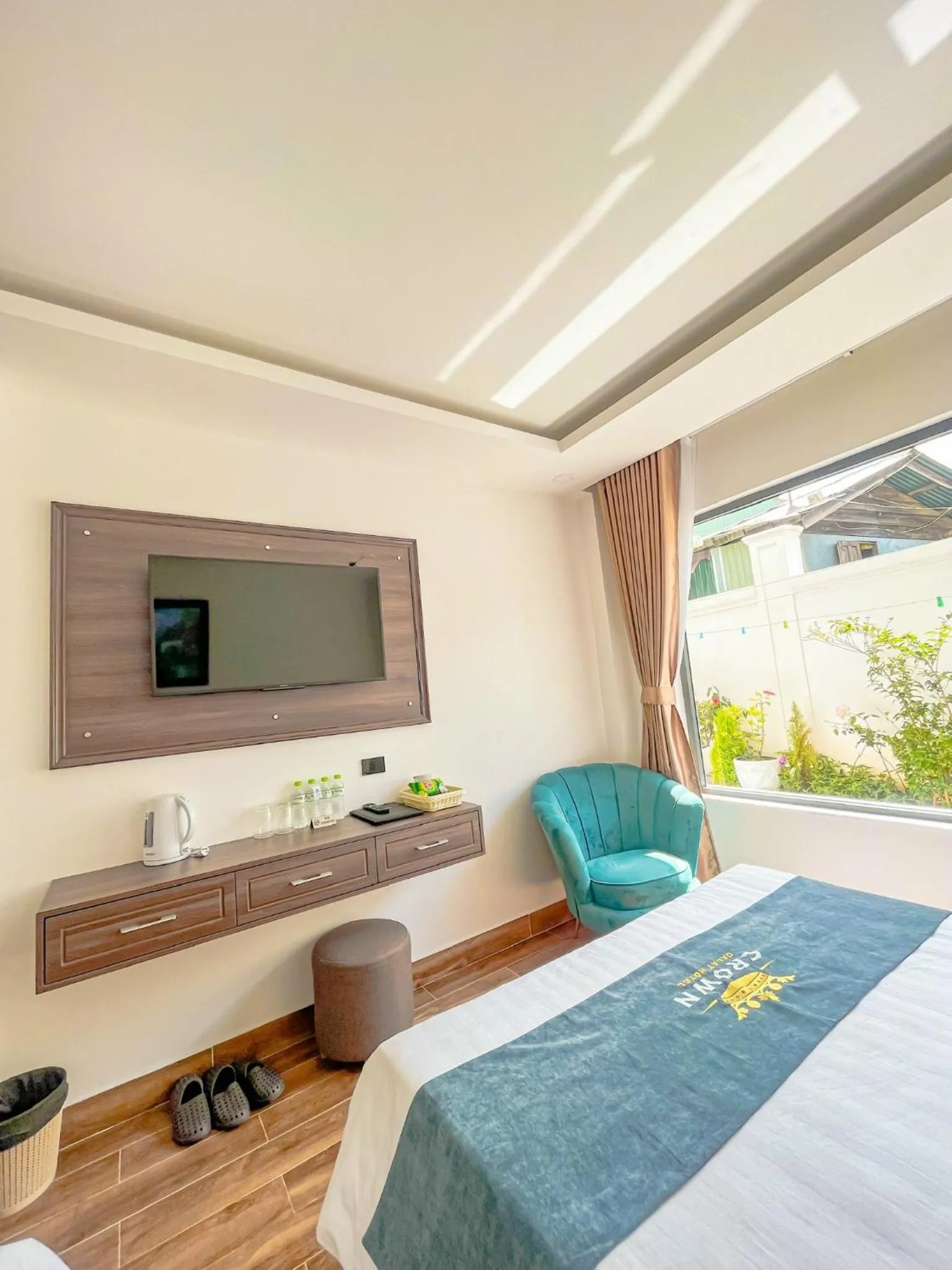 Bed in Crown Dalat Hotel