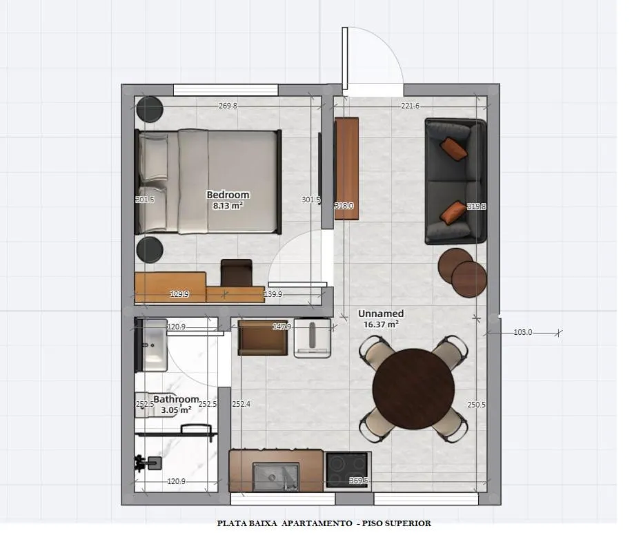 Floor plan in Calamar Flats Paraty