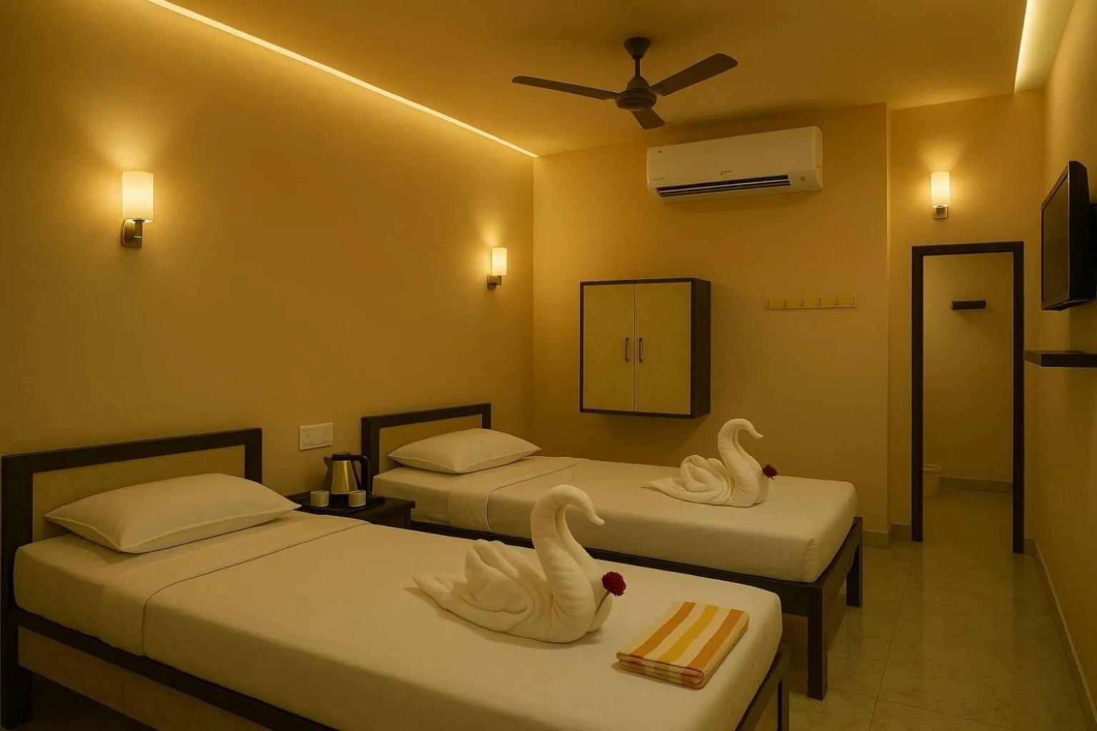 Bedroom, Bed in Sivamurugan residency