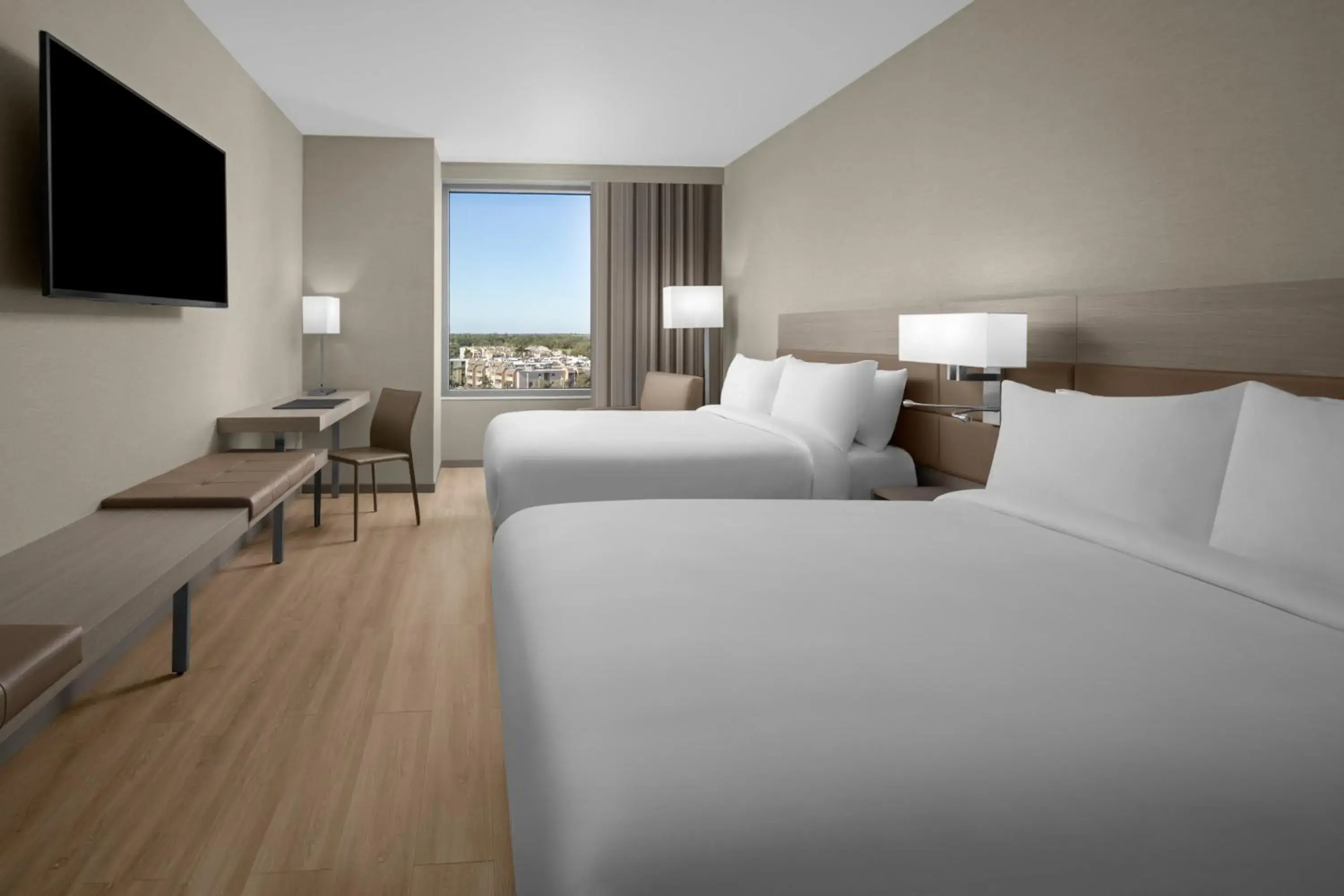 Queen Room with Two Queen Beds and Pool View - Hearing Accessible in AC Hotel by Marriott Miami Dadeland Queen Room with Two Queen Beds and Pool View - Hearing Accessible in AC Hotel by Marriott Miami Dadeland
