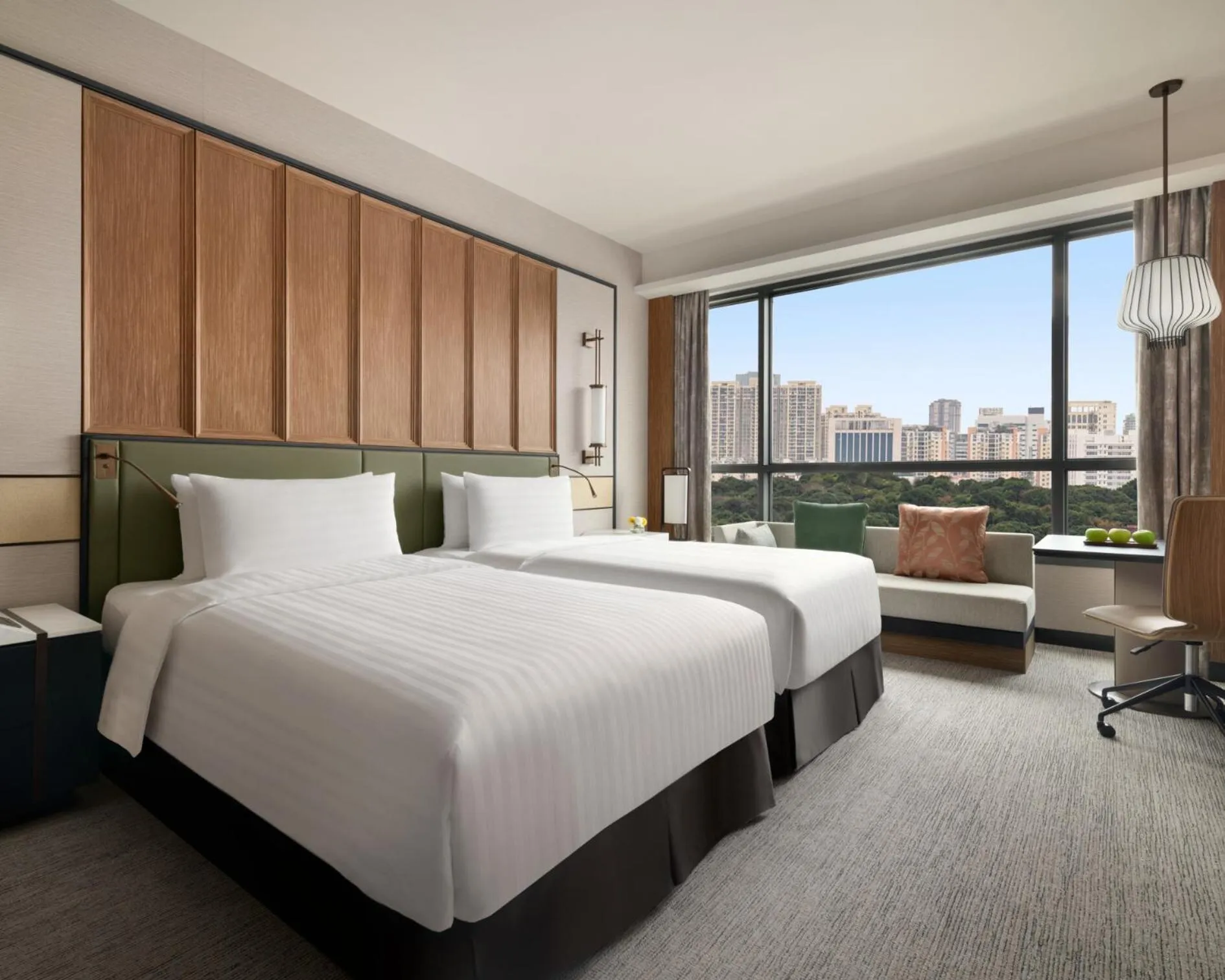 City view, Bed in Shangri-La Putian Onsen Resort Hotel