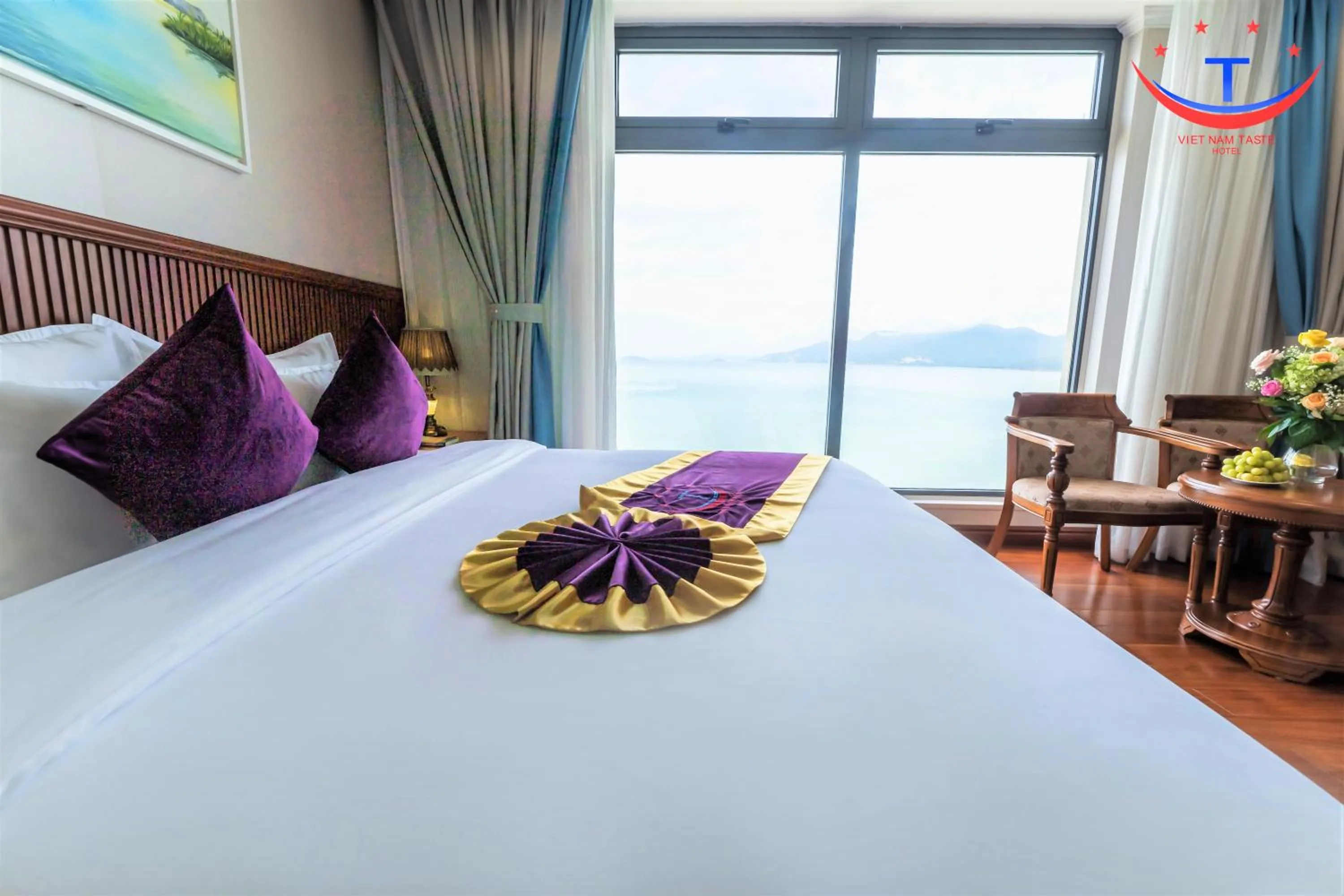 View (from property/room), Bed in Vietnam Taste Hotel Quy Nhon - Beachfront