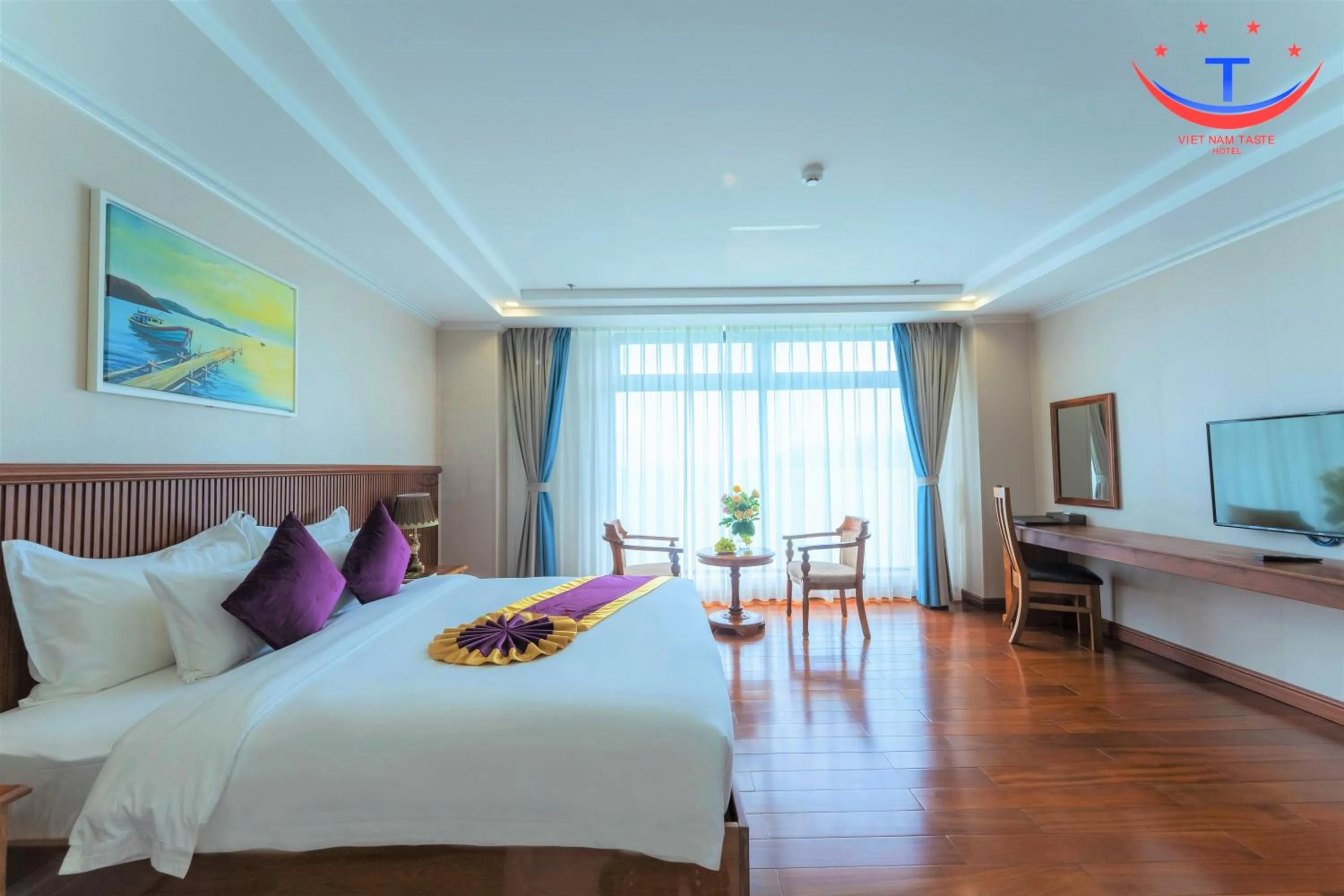 Bedroom, Bed in Vietnam Taste Hotel Quy Nhon - Beachfront