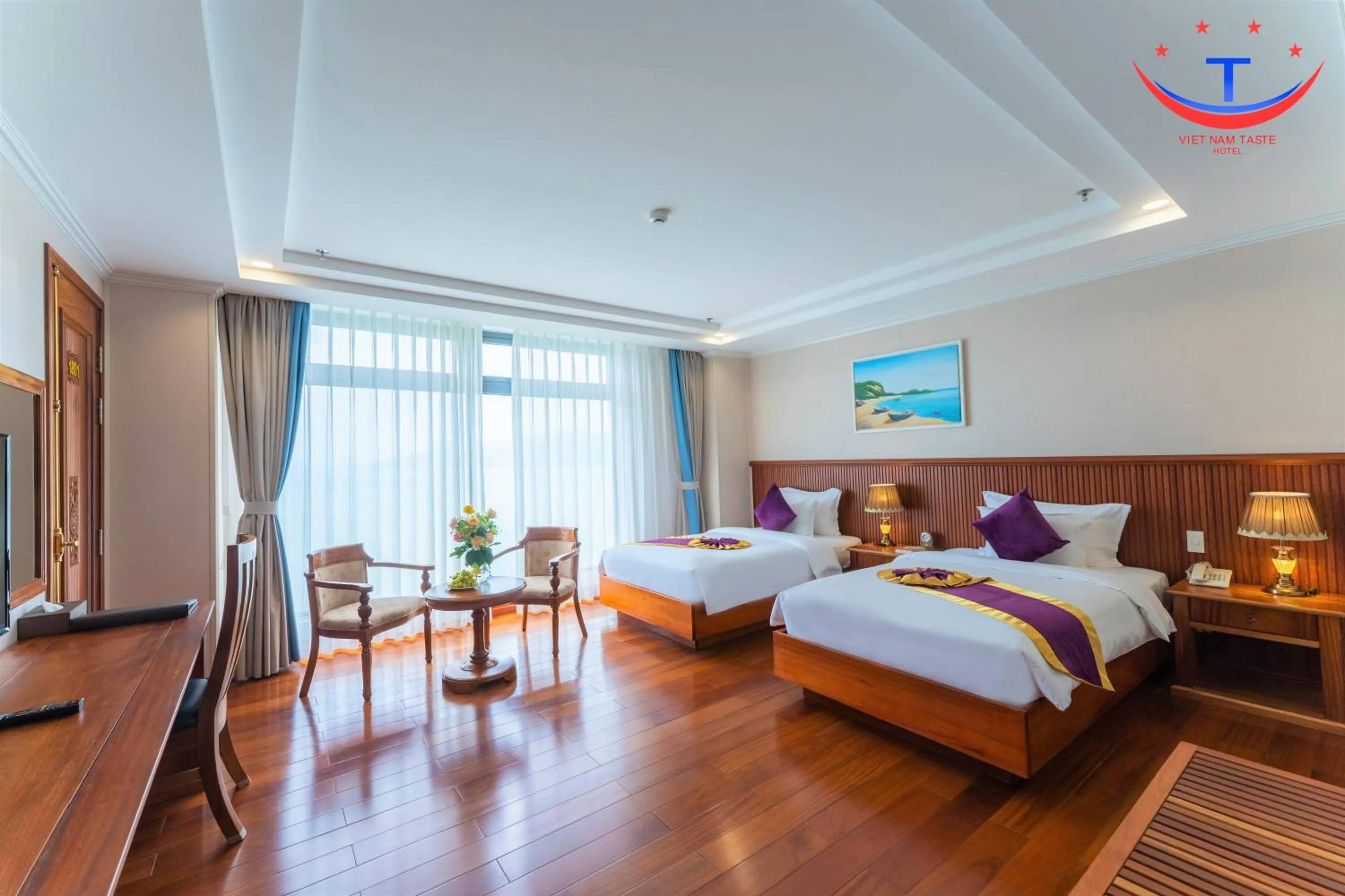 Bedroom, Bed in Vietnam Taste Hotel Quy Nhon - Beachfront