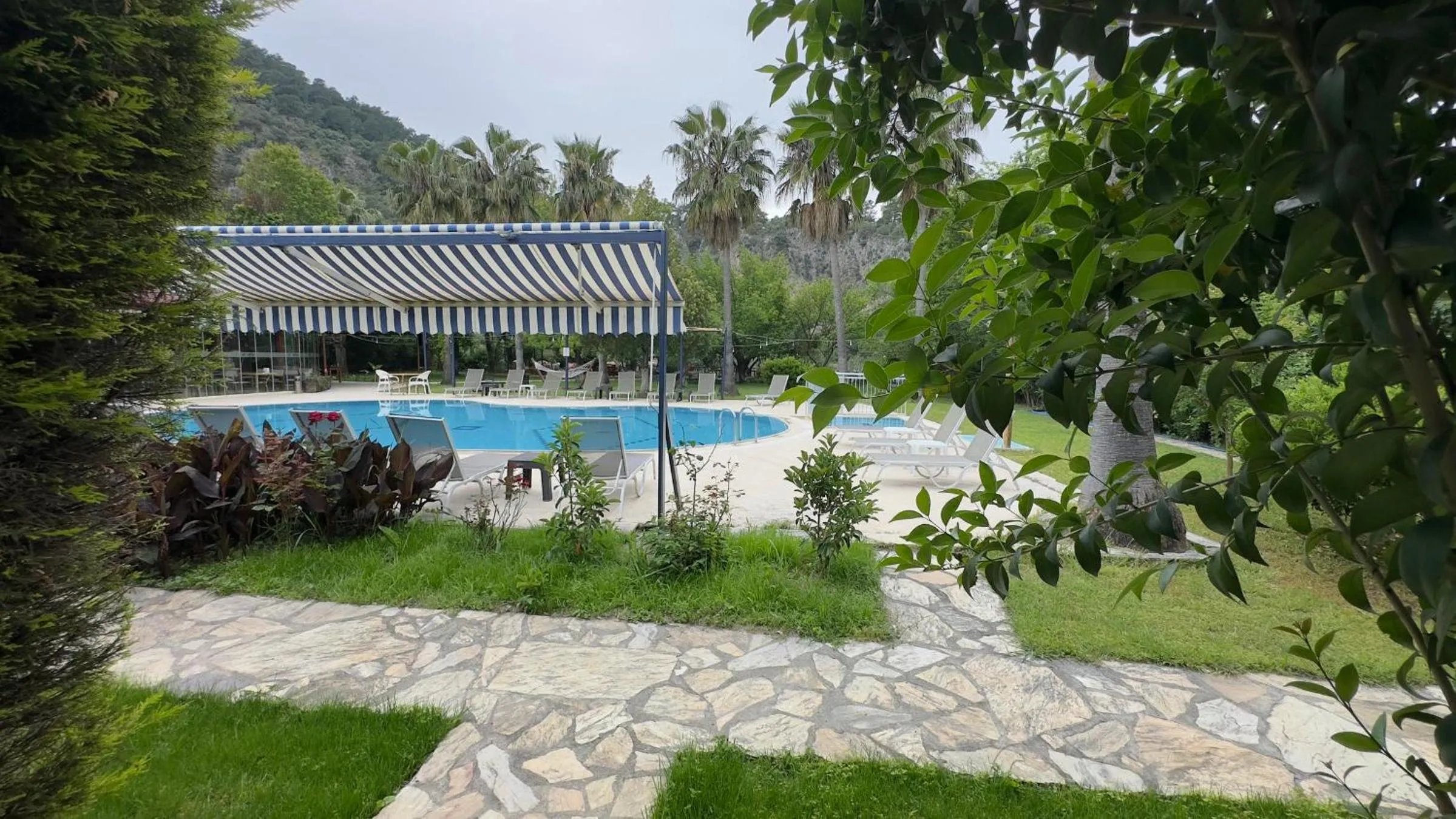 Pool view in Dalyan YUNUS HOTEL