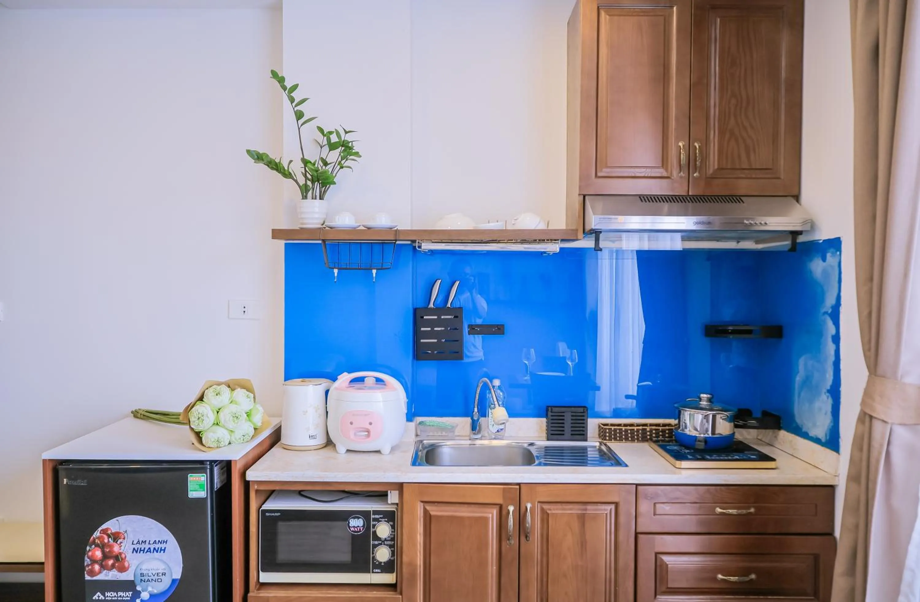 Kitchen or kitchenette in T98 Westlake Quang An - Tay ho Center Garden View Studio!