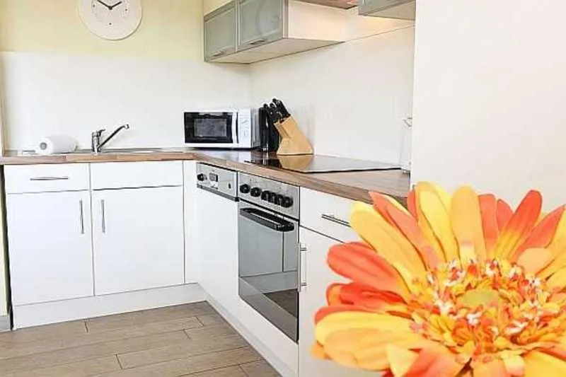 Kitchen or kitchenette in Haus am Deich Feriendomizil mit Terrasse
