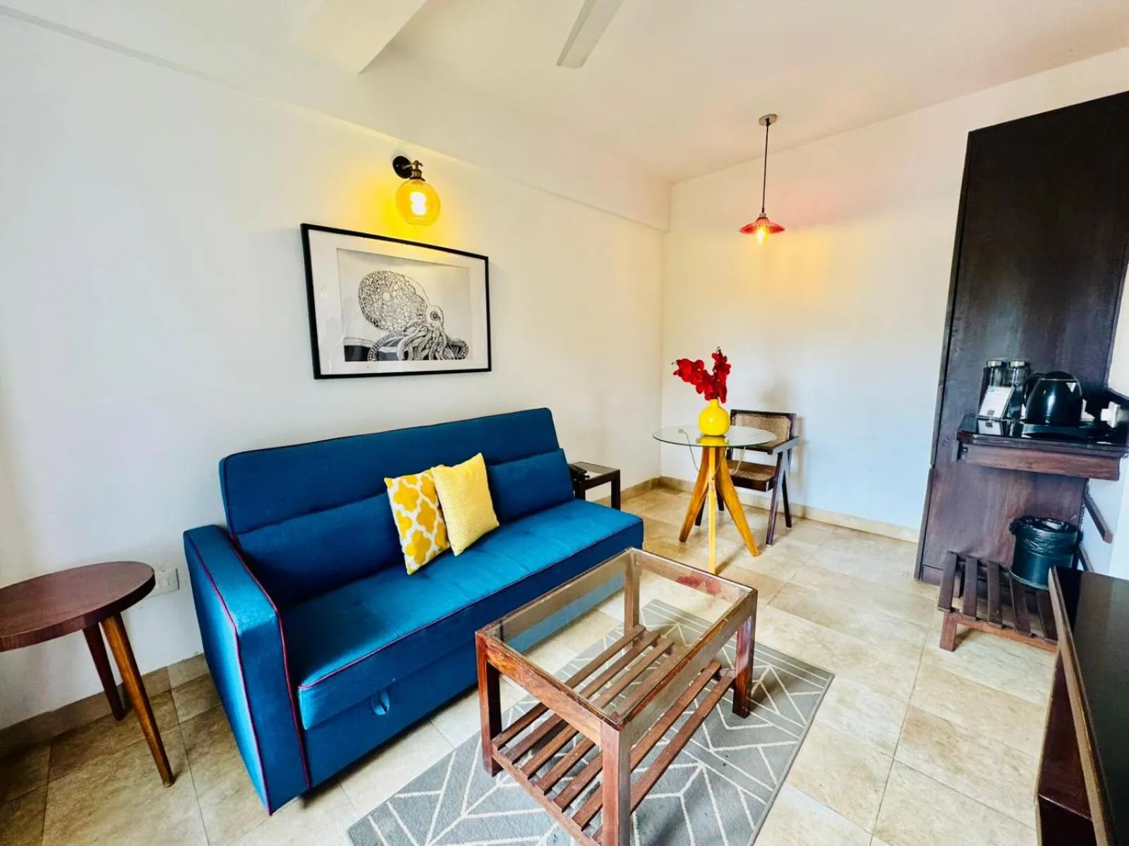 Seating area in HALF Hotel, Calangute