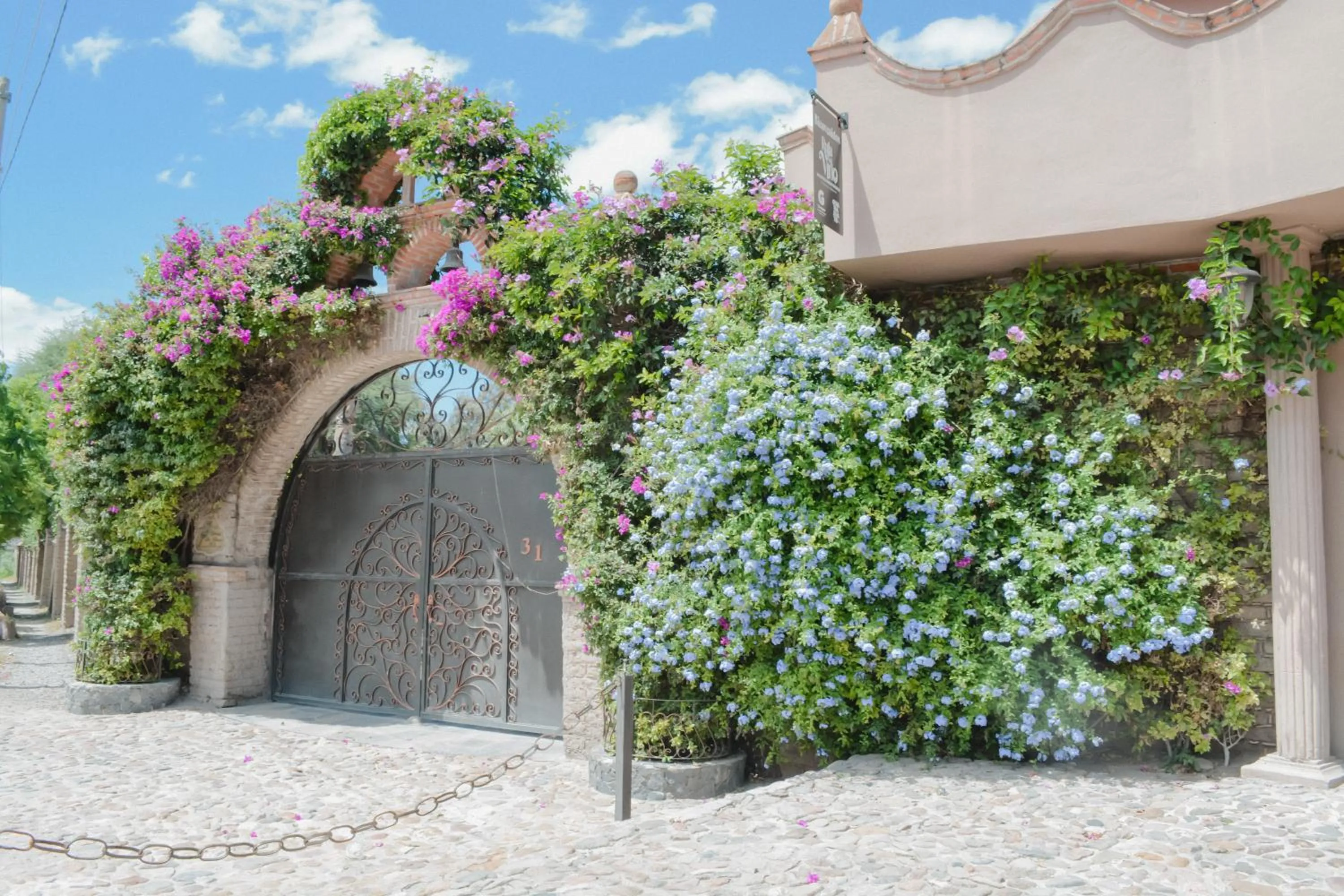 Facade/entrance in Casa Las Palmas, San Miguel de Allende