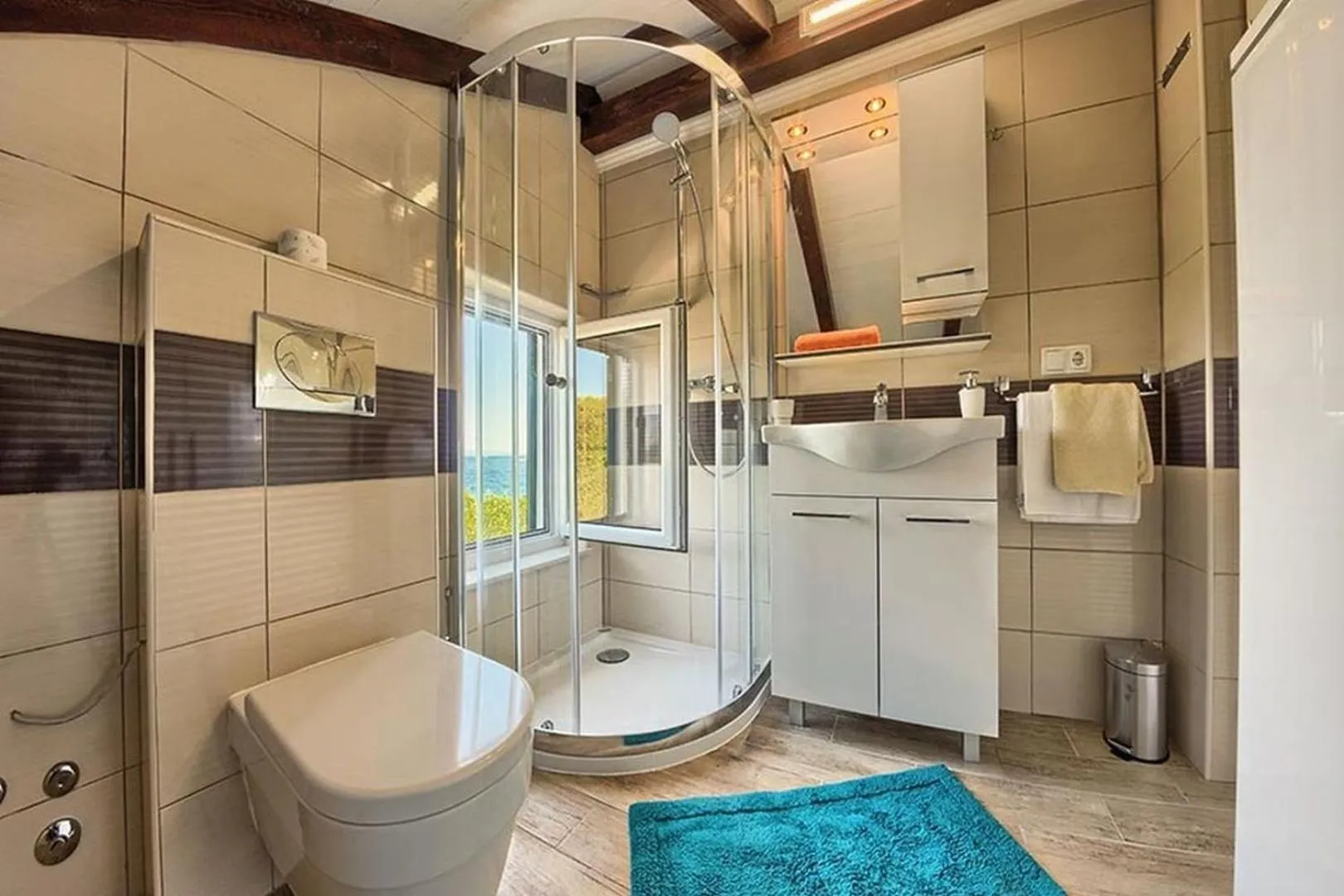 Shower in Luxury Beachfront Villa Dalmatino Trogir with private pool right at the beach in Okrug Gornji - Ciovo