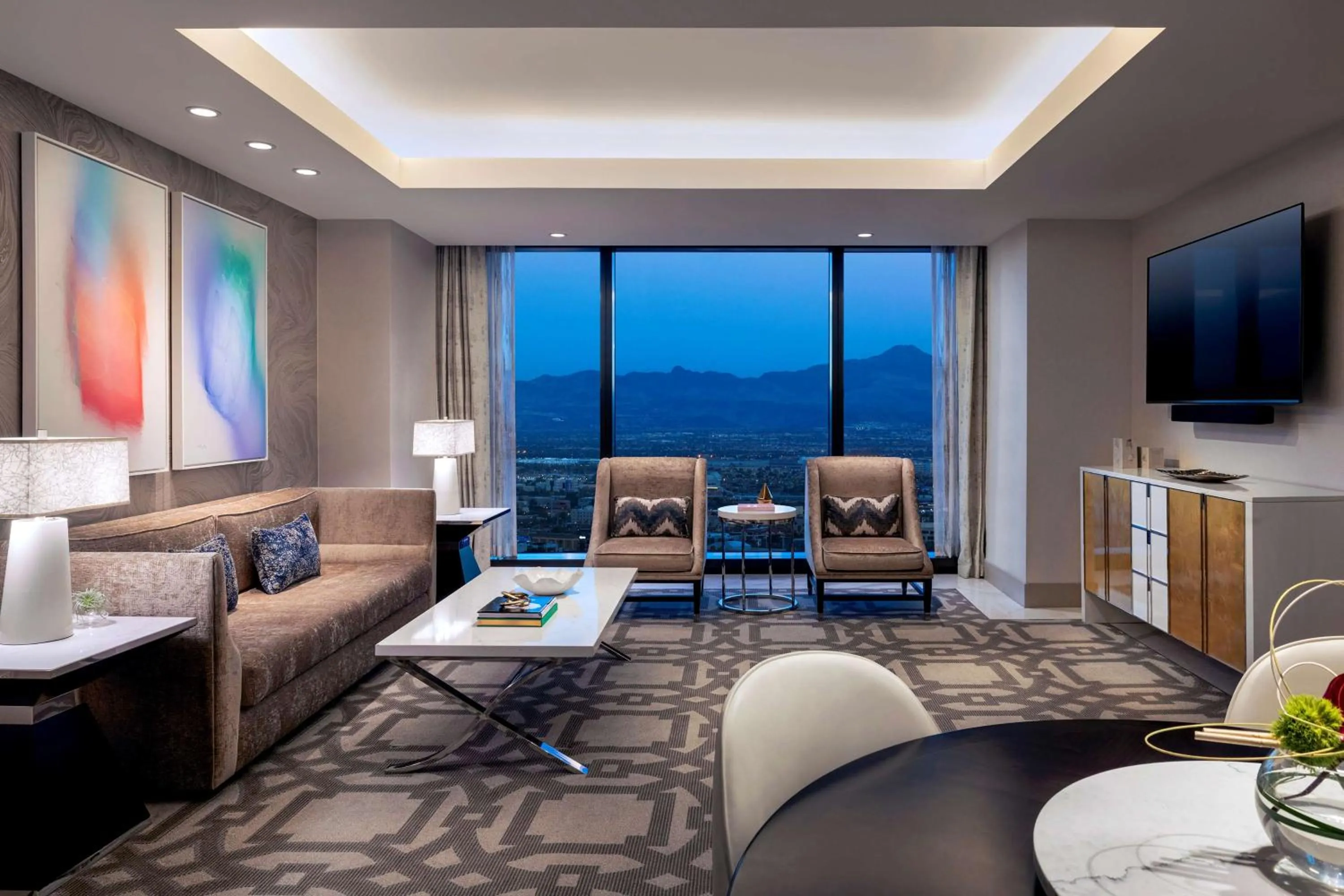 Living room in Crockfords Las Vegas, LXR Hotels & Resorts at Resorts World