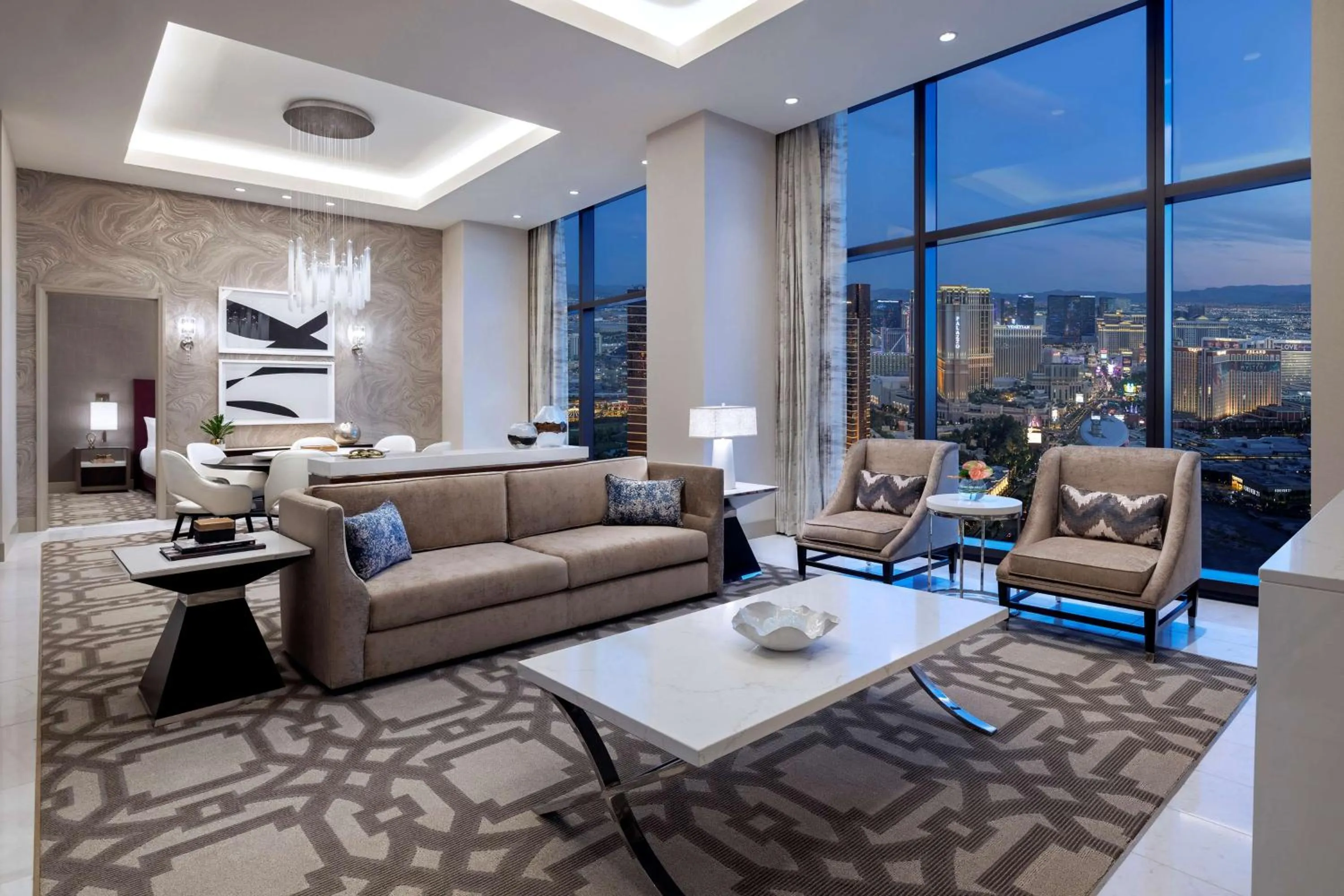 Living room in Crockfords Las Vegas, LXR Hotels & Resorts at Resorts World