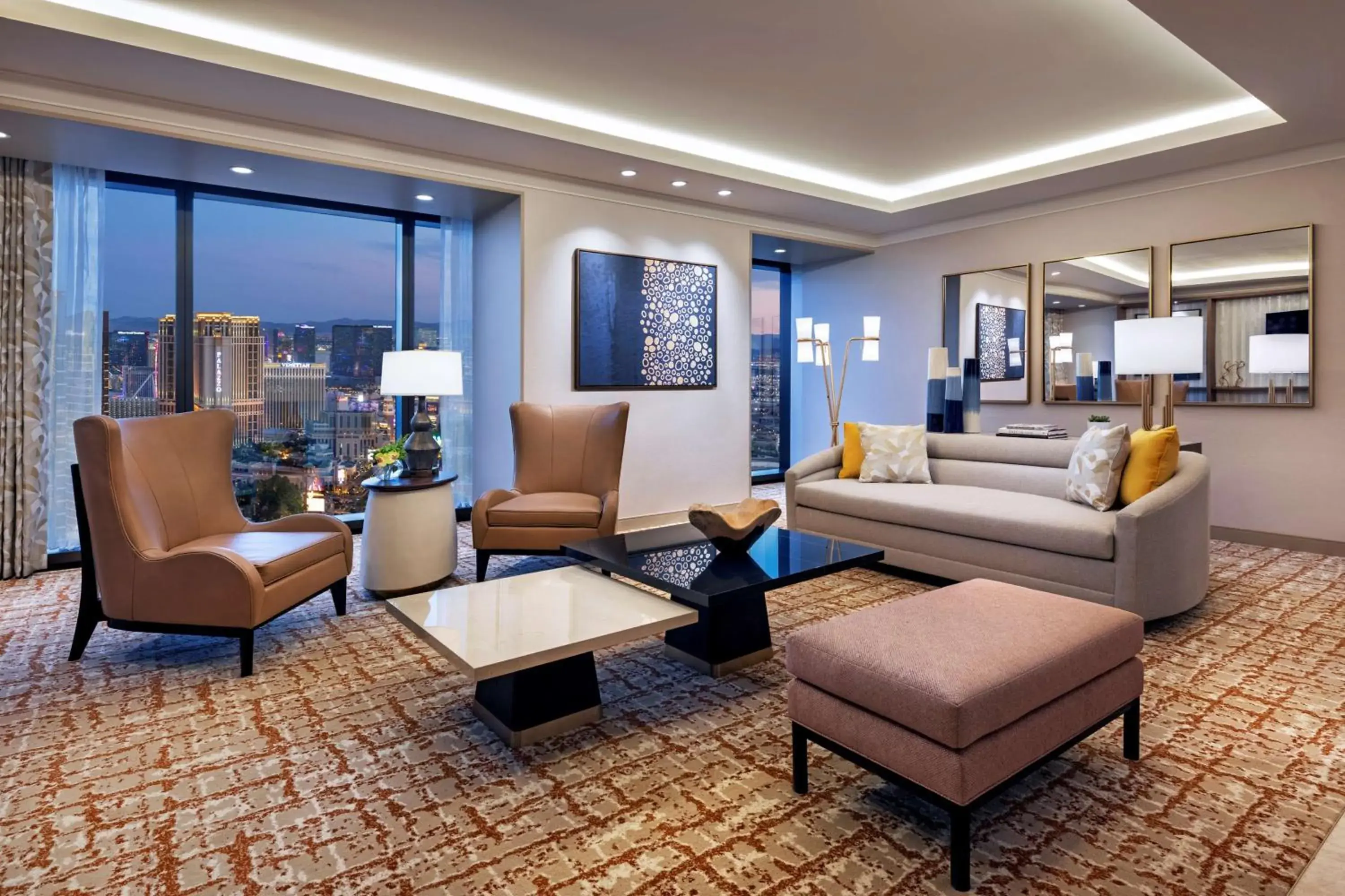 Living room in Crockfords Las Vegas, LXR Hotels & Resorts at Resorts World Living room in Crockfords Las Vegas, LXR Hotels & Resorts at Resorts World