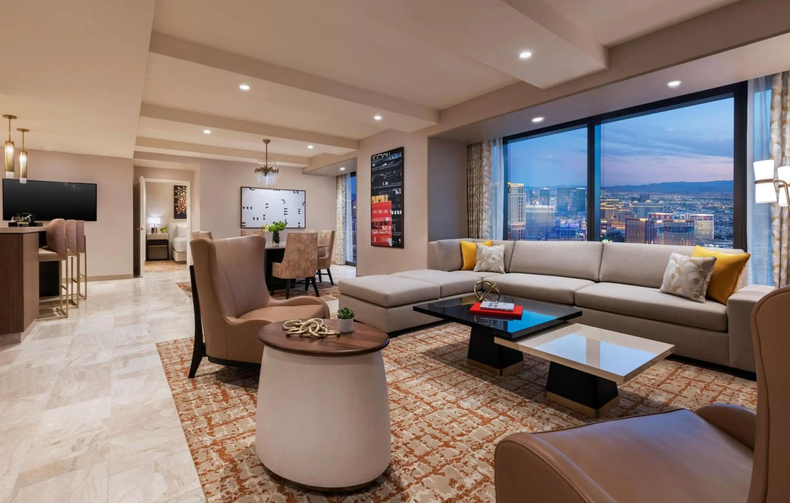 Living room in Crockfords Las Vegas, LXR Hotels & Resorts at Resorts World
