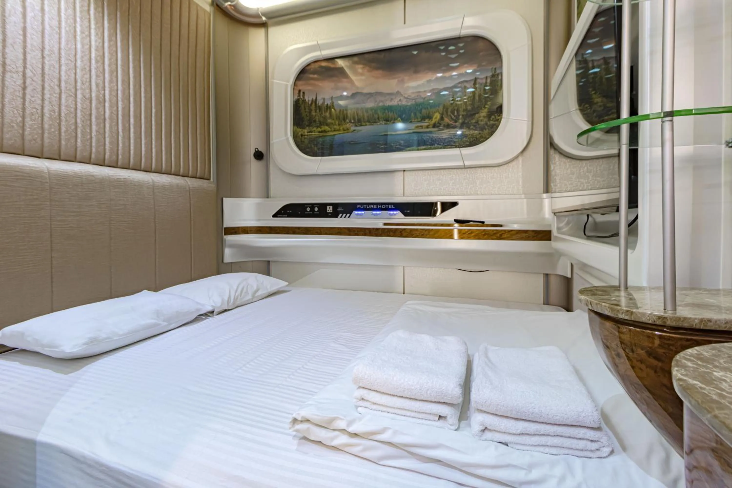 Bed in CAPS LOCK Future Hotel