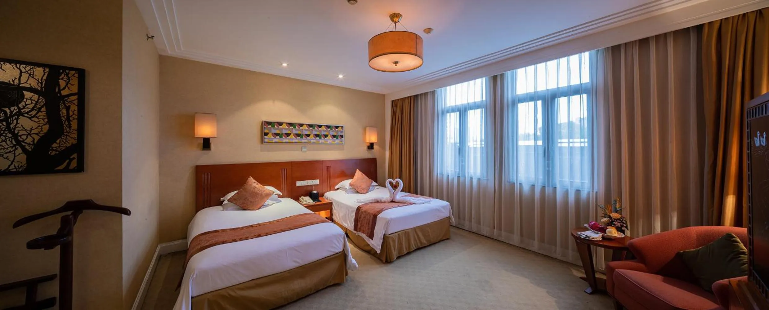 Photo of the whole room, Bed in Broadway Mansions Hotel - On the Bund - Journey Through Time Old Shanghai Republic Dreams