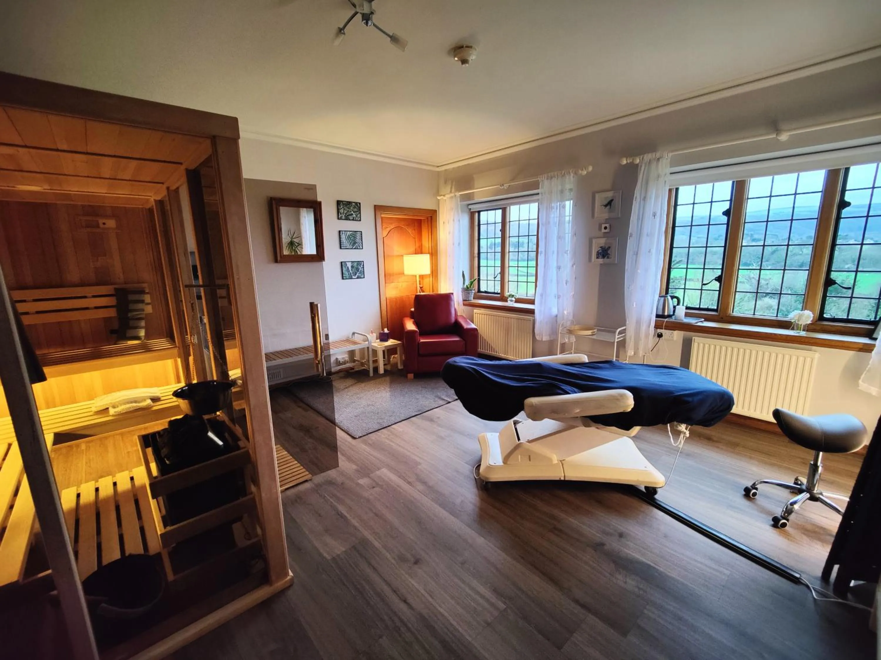 Sauna in Luxury Bed And Breakfast at Bossington Hall in Exmoor, Somerset