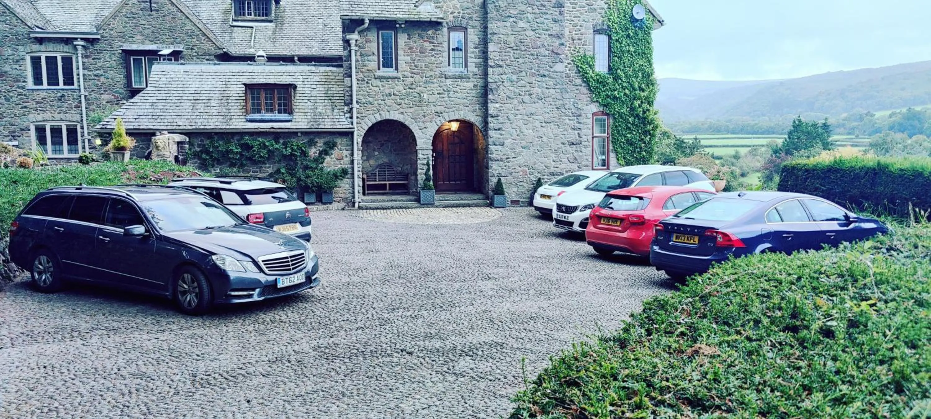 Parking in Luxury Bed And Breakfast at Bossington Hall in Exmoor, Somerset