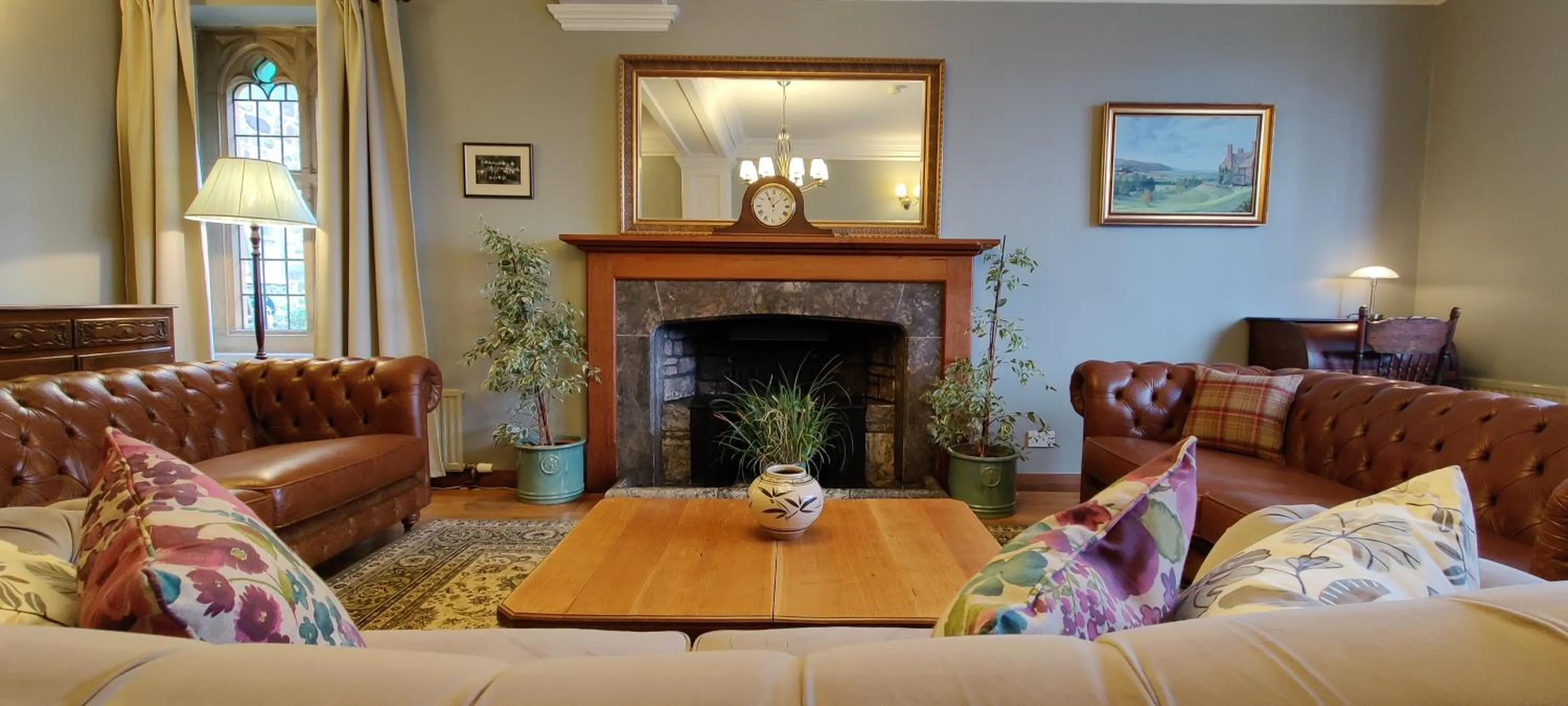 Communal lounge/ TV room in Luxury Bed And Breakfast at Bossington Hall in Exmoor, Somerset