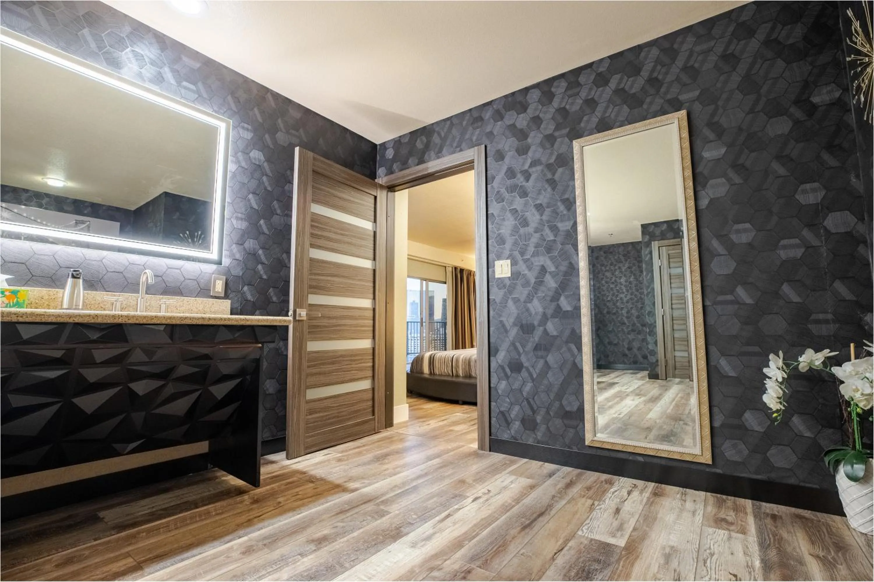 Bathroom, Bed in 2100 SqFt Penthouse Suite W/ Strip Views! POOL GYM