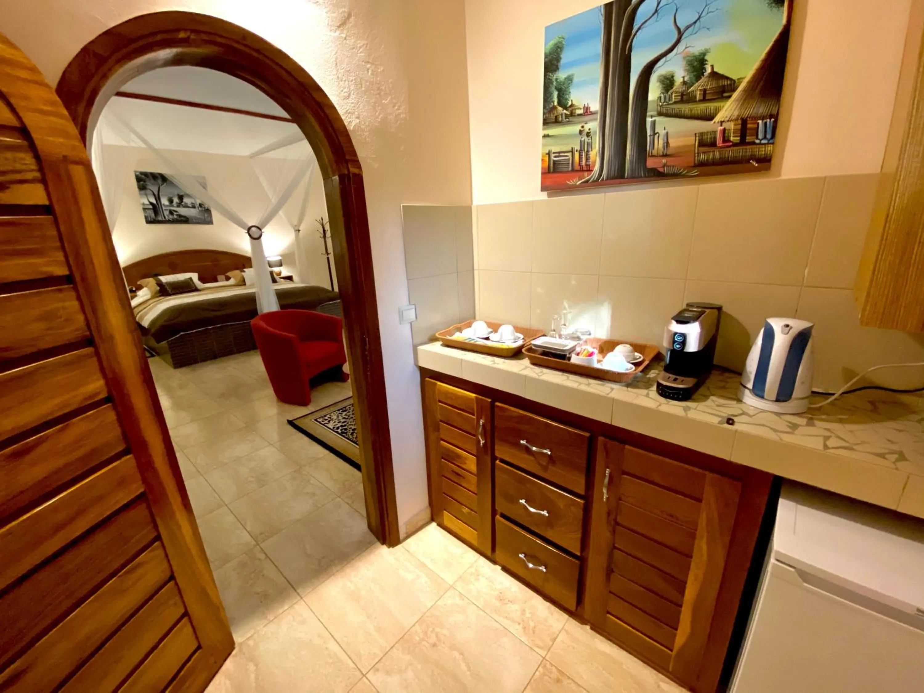 Kitchen or kitchenette in Hôtel La Belle Etoile & SPA