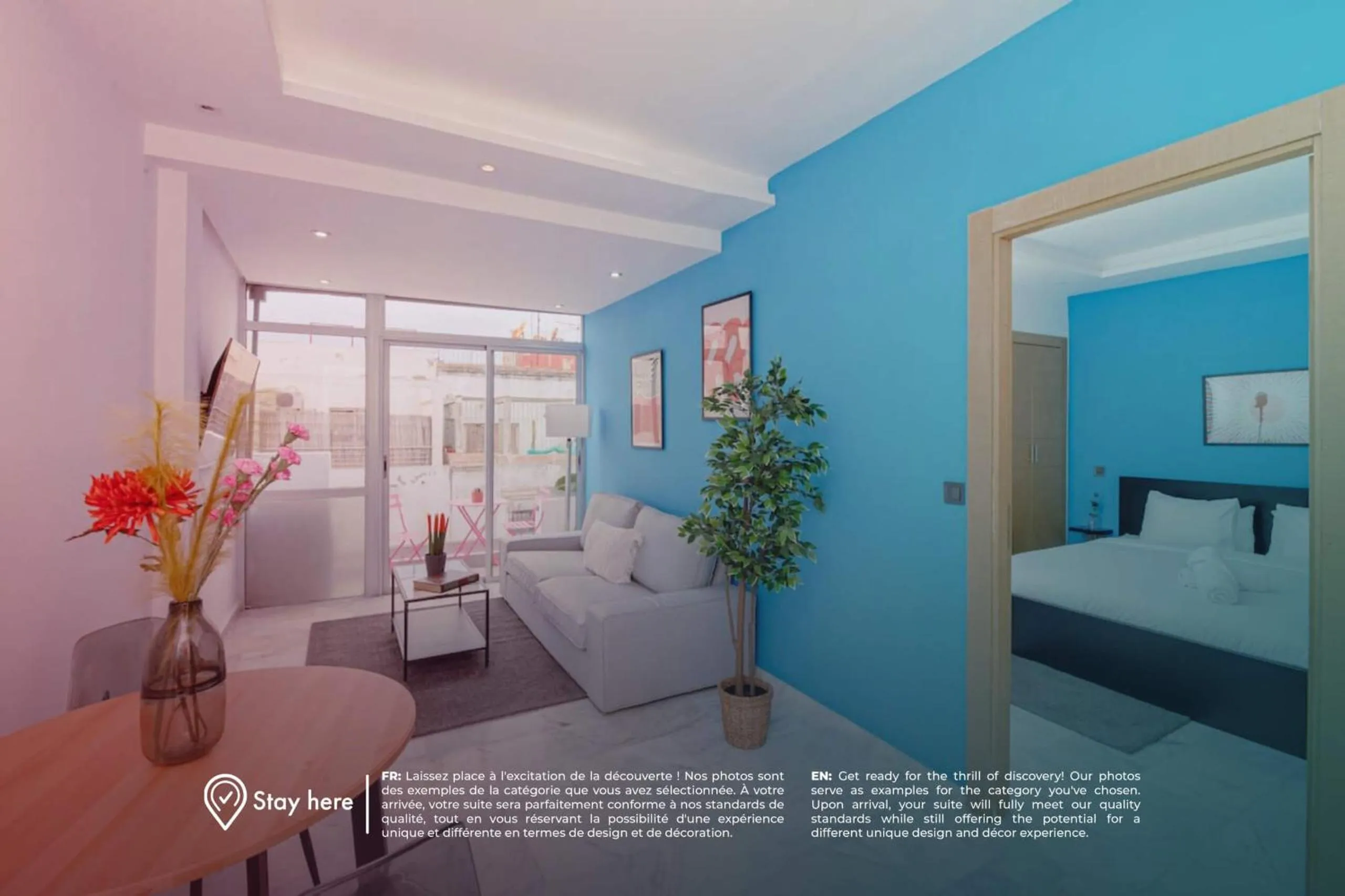 Living room, Bed in Stayhere Rabat - Agdal 2 - Classic Residence