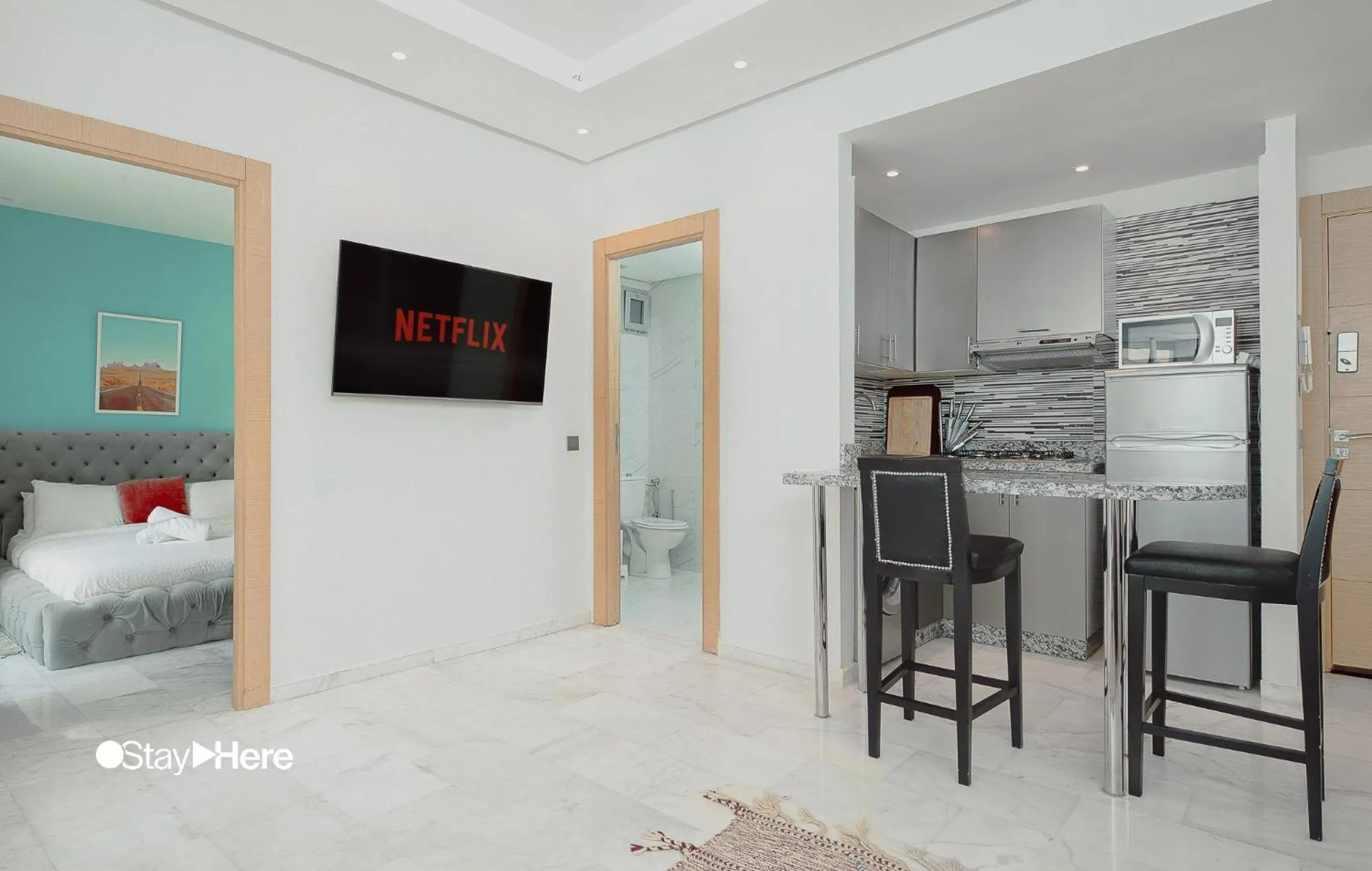 TV and multimedia, Bed in Stayhere Rabat - Agdal 2 - Classic Residence