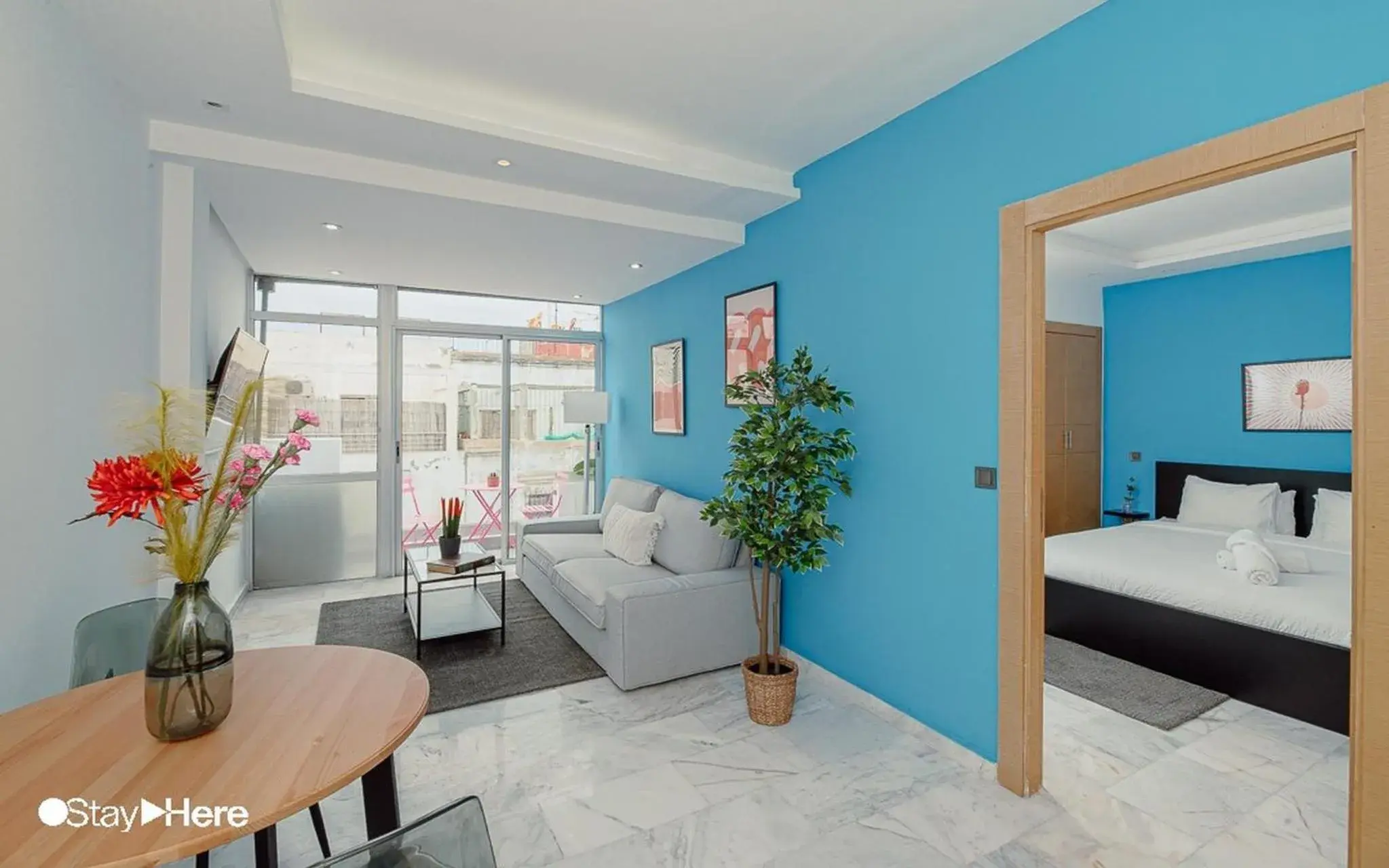 Living room, Bed in Stayhere Rabat - Agdal 2 - Classic Residence Living room, Bed in Stayhere Rabat - Agdal 2 - Classic Residence