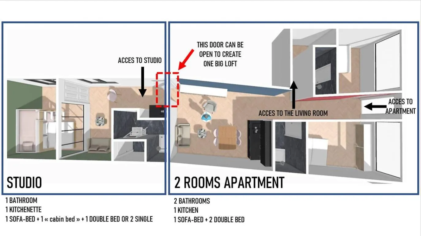 MAISON FRANCOIS Paris - Two rooms apartment & - OR Studio - Linkable together