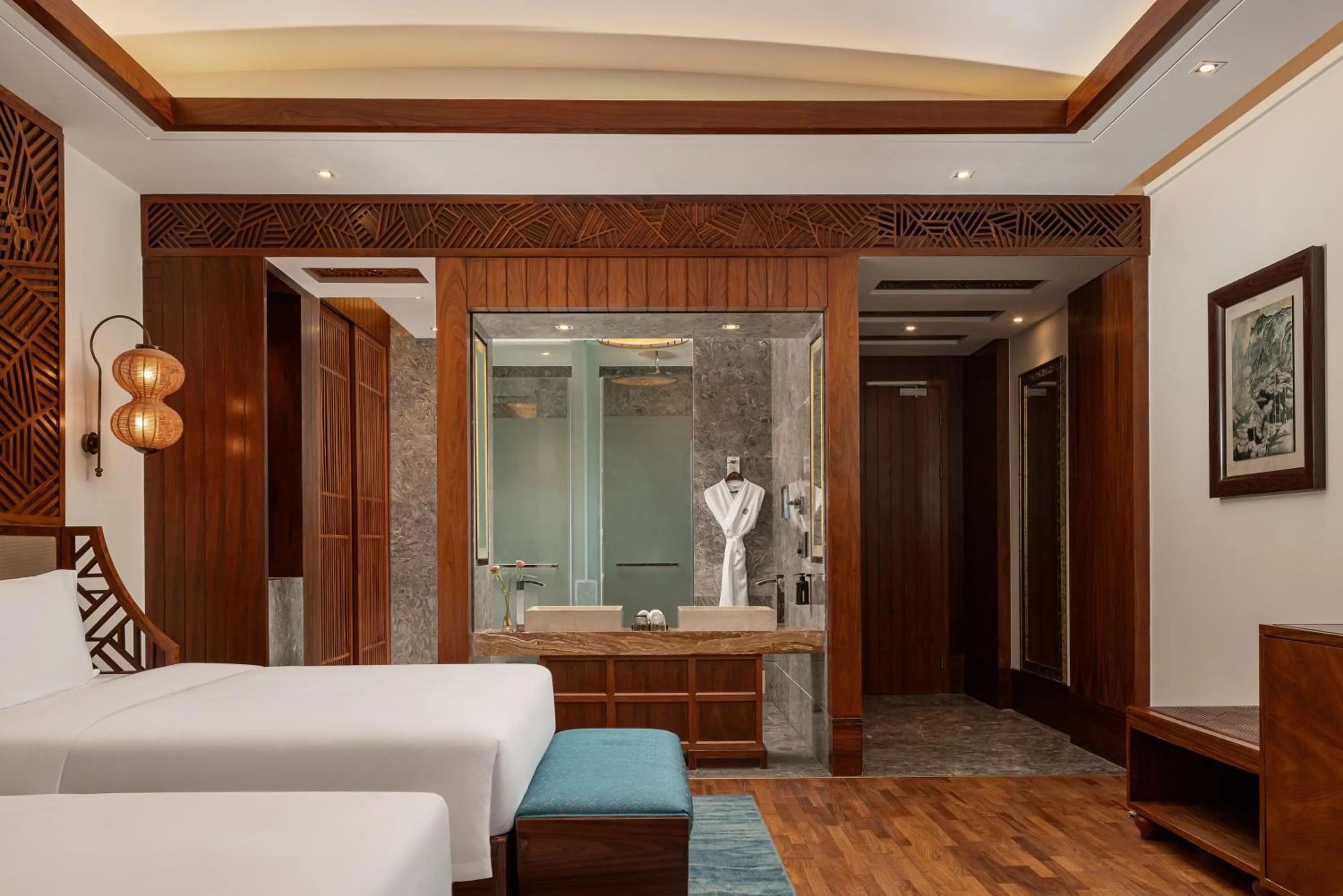 Bathroom, Bed in Fairmont Sanya Haitang Bay