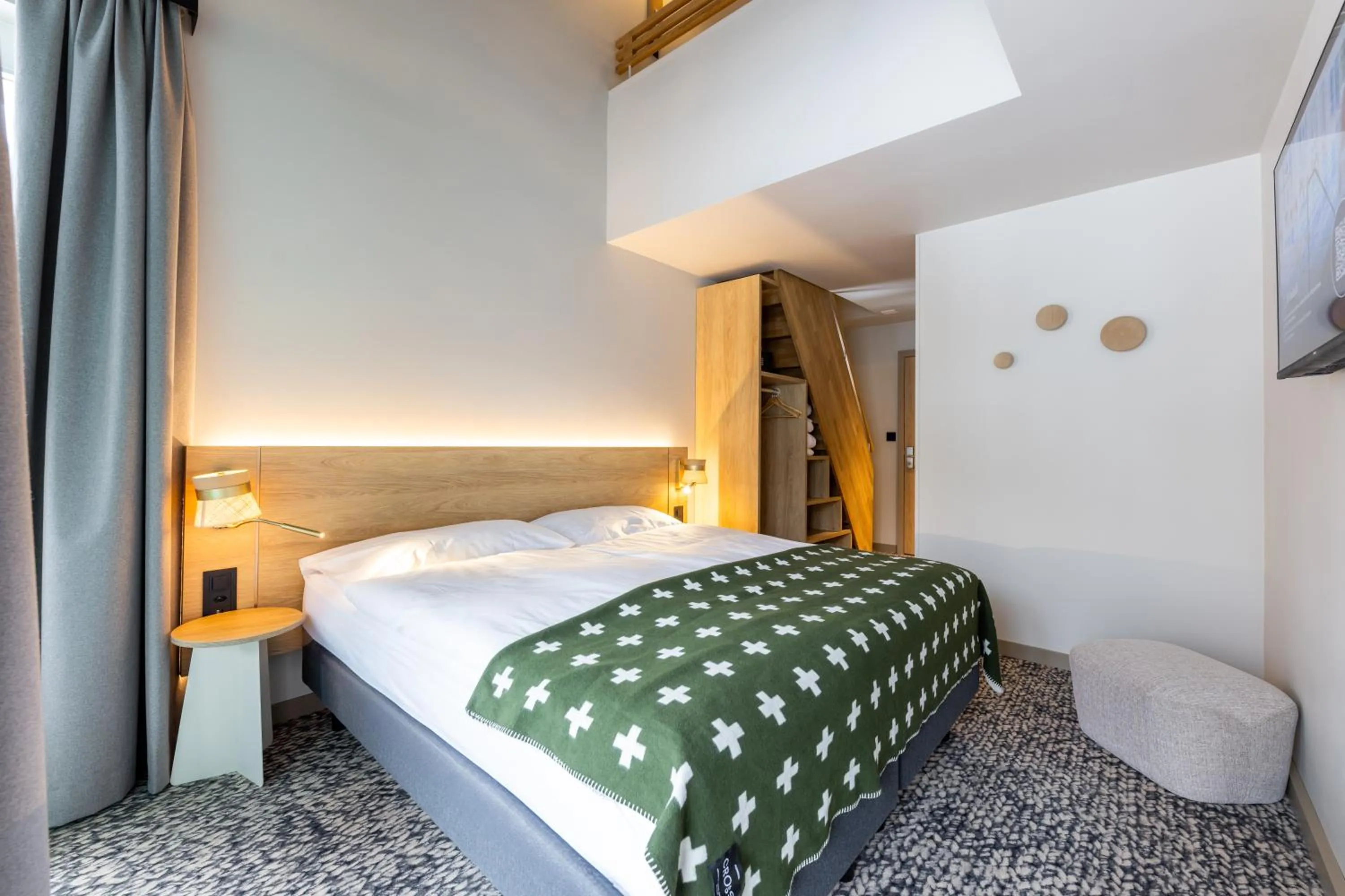 Bedroom, Bed in Hotel Schweizerhof Sils Maria, a Faern Collection Hotel