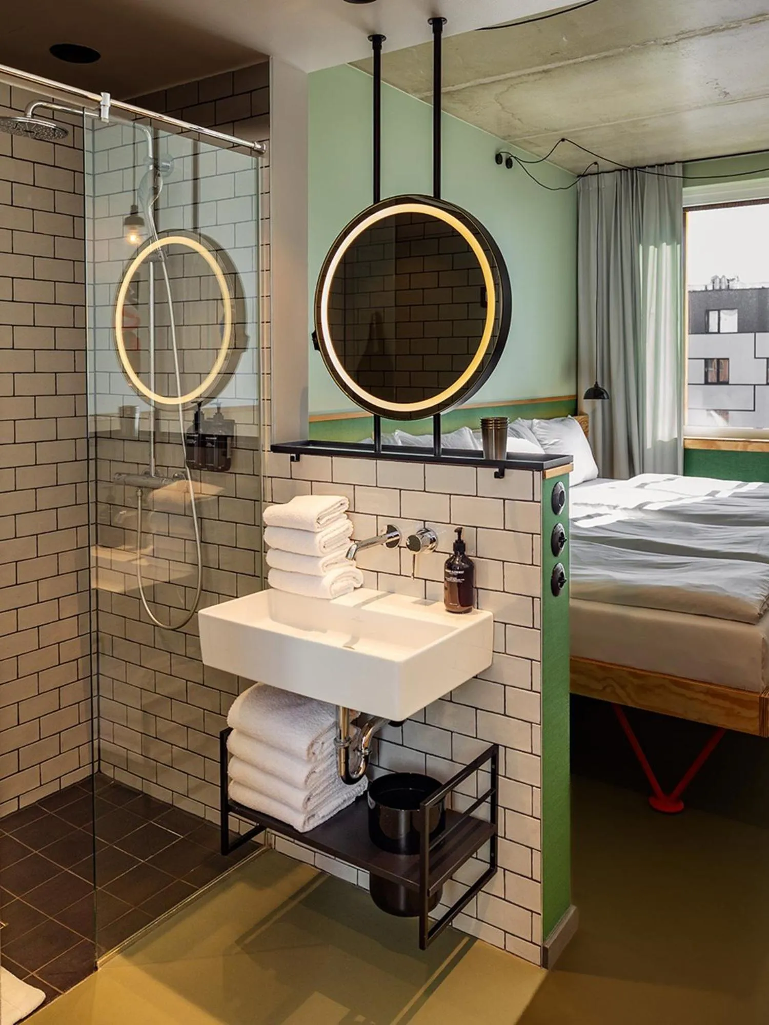 Bathroom, Bed in Superbude Wien Prater