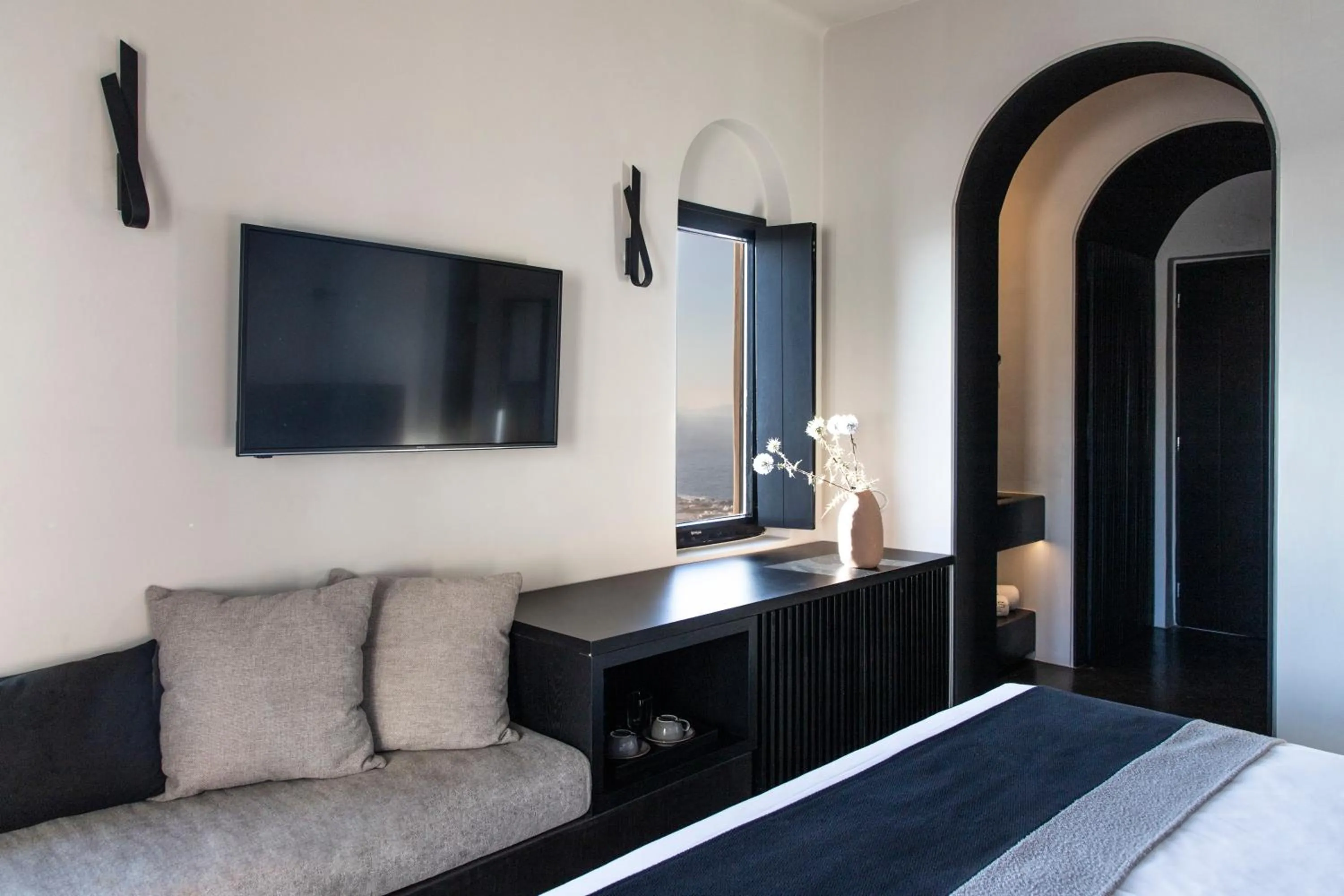 Bedroom, Bed in Nimbus Santorini