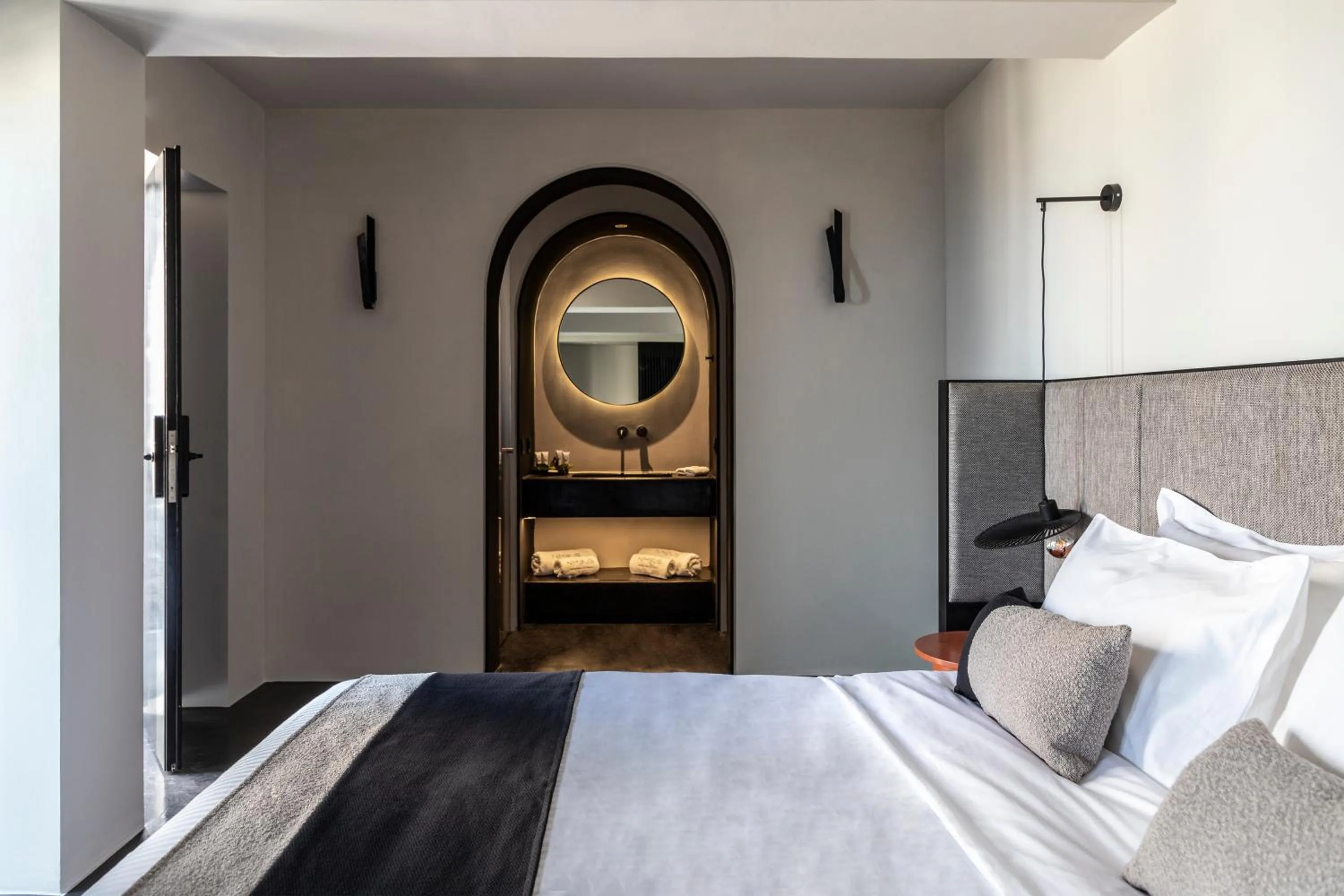 Bedroom, Bed in Nimbus Santorini