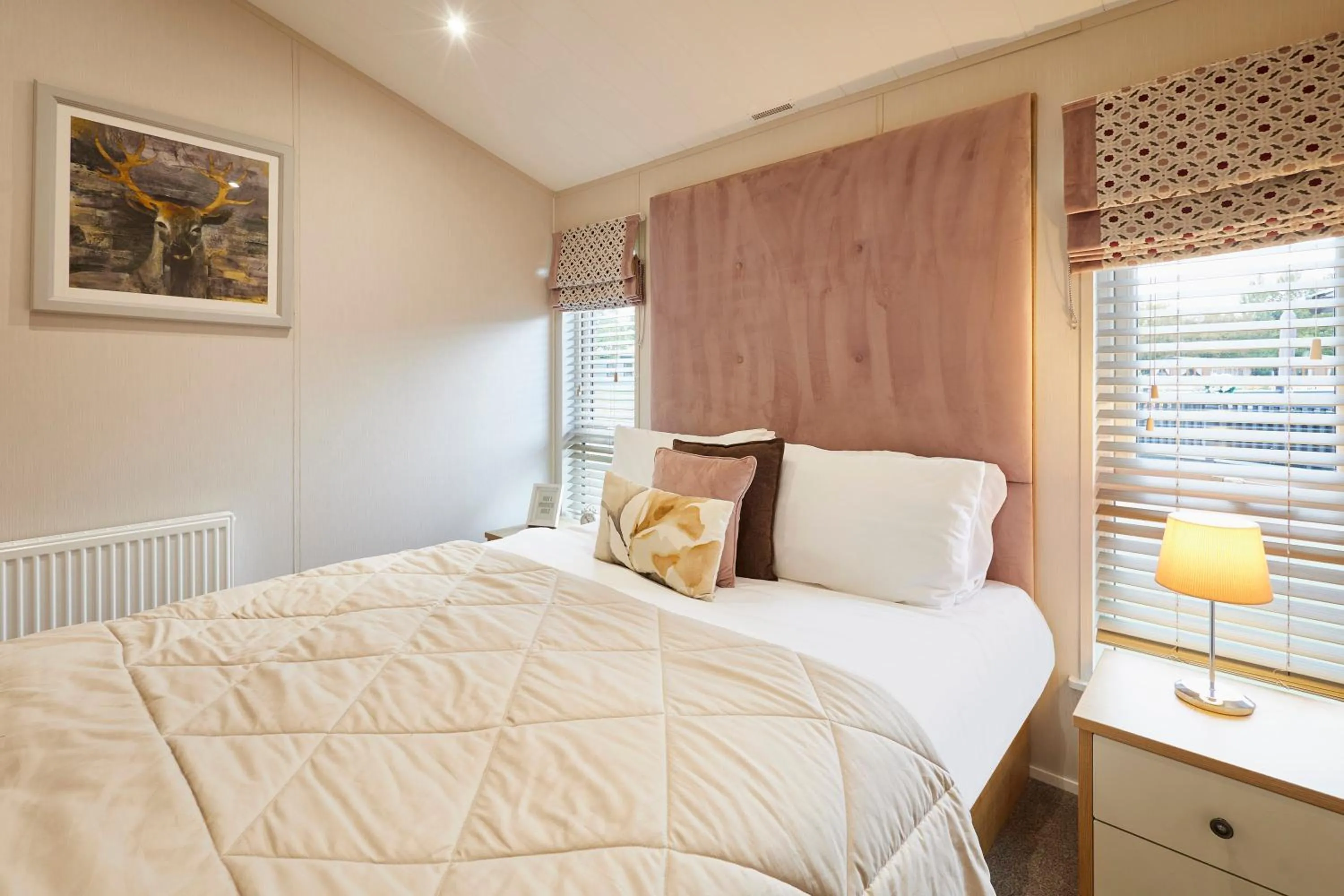 Bed in Kinship Lodge with Hot Tub