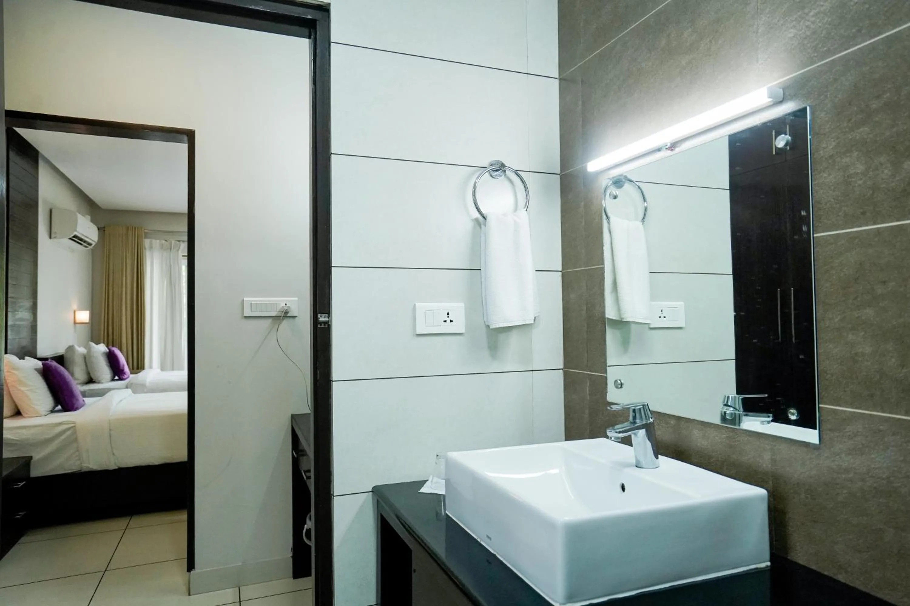 Bathroom, Bed in Malabar Ocean Front Resort And Spa, Bekal