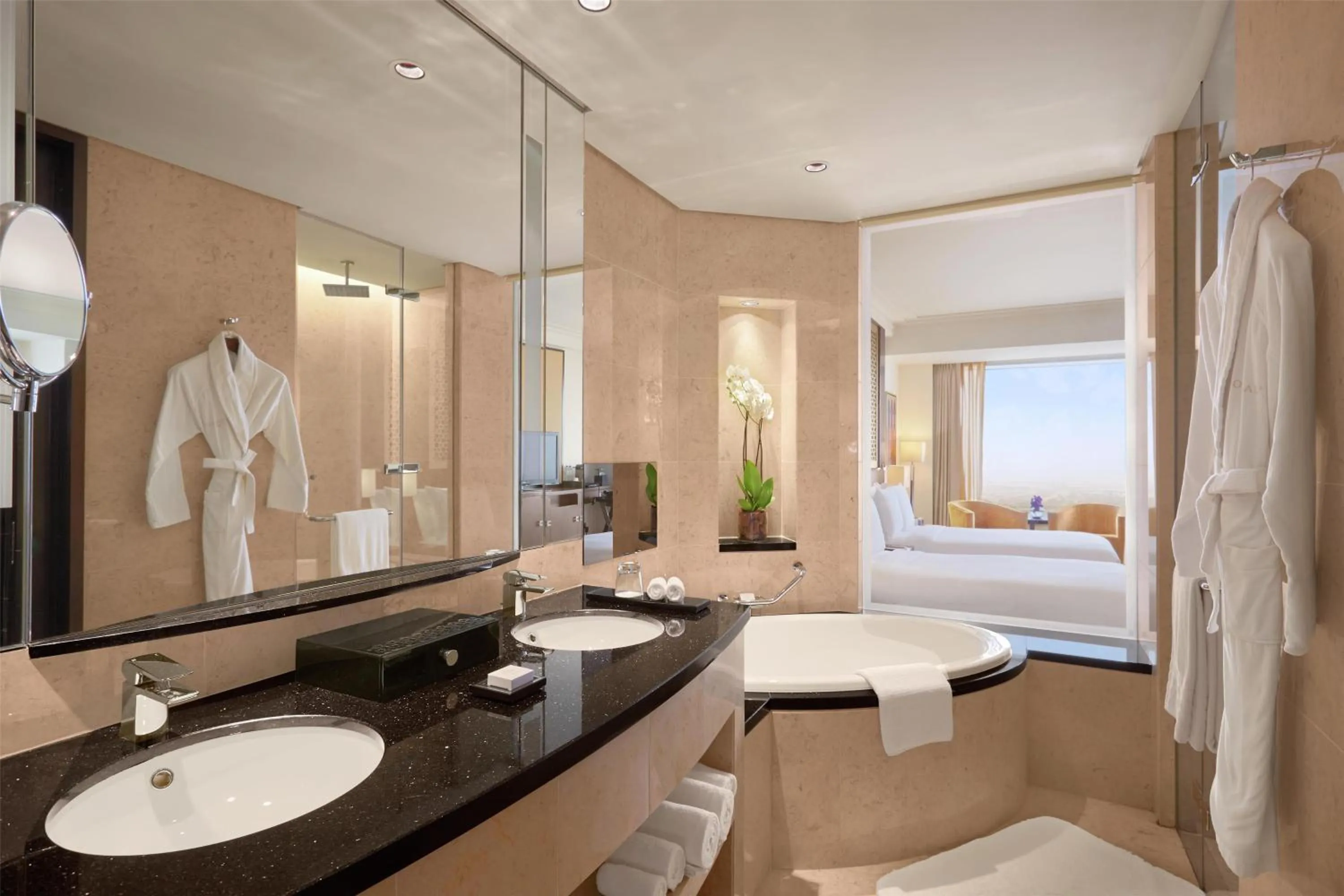 Bathroom, Bed in Conrad Dubai