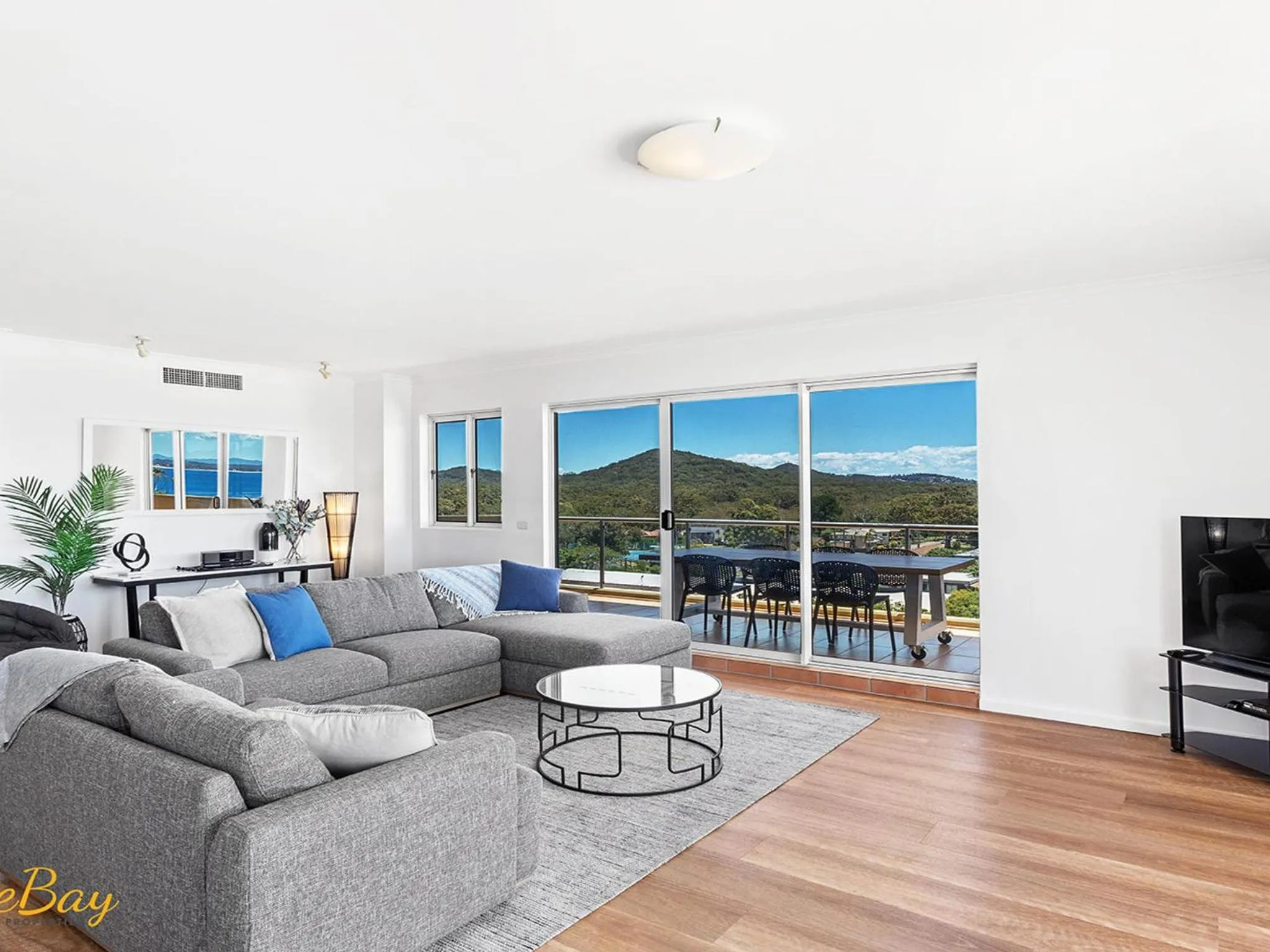 Living room in Breakwater Apartment 402