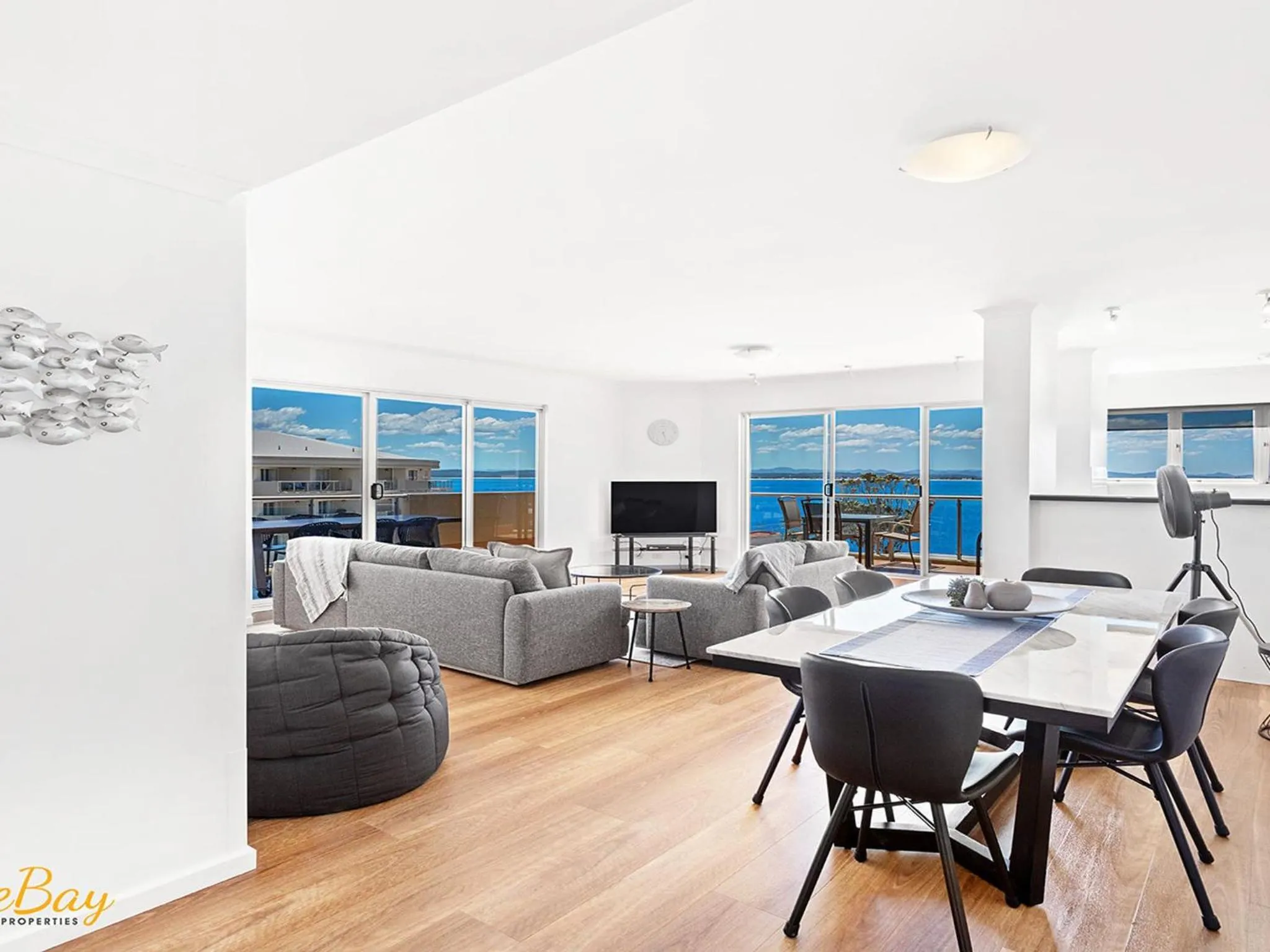 Living room in Breakwater Apartment 402