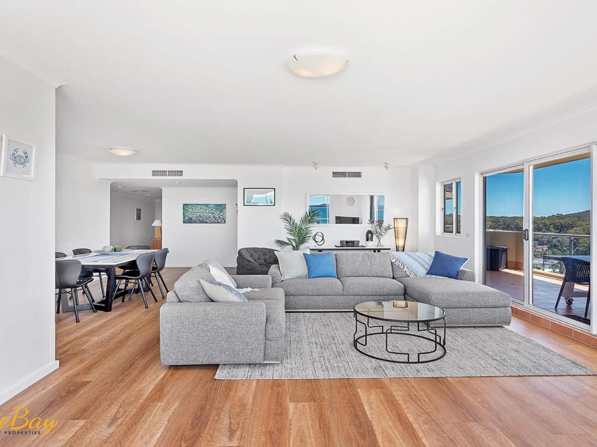 Living room in Breakwater Apartment 402
