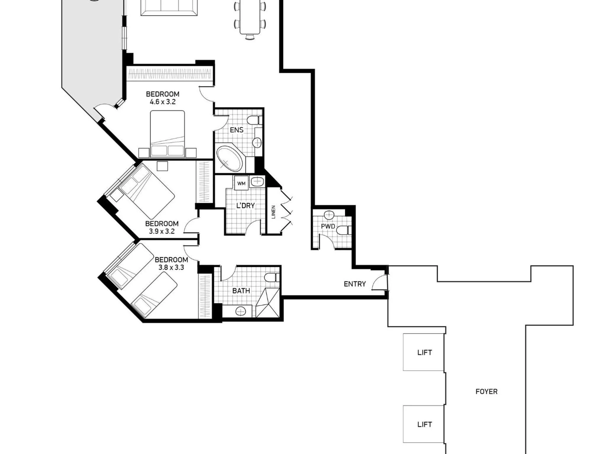Floor plan in Breakwater Apartment 402