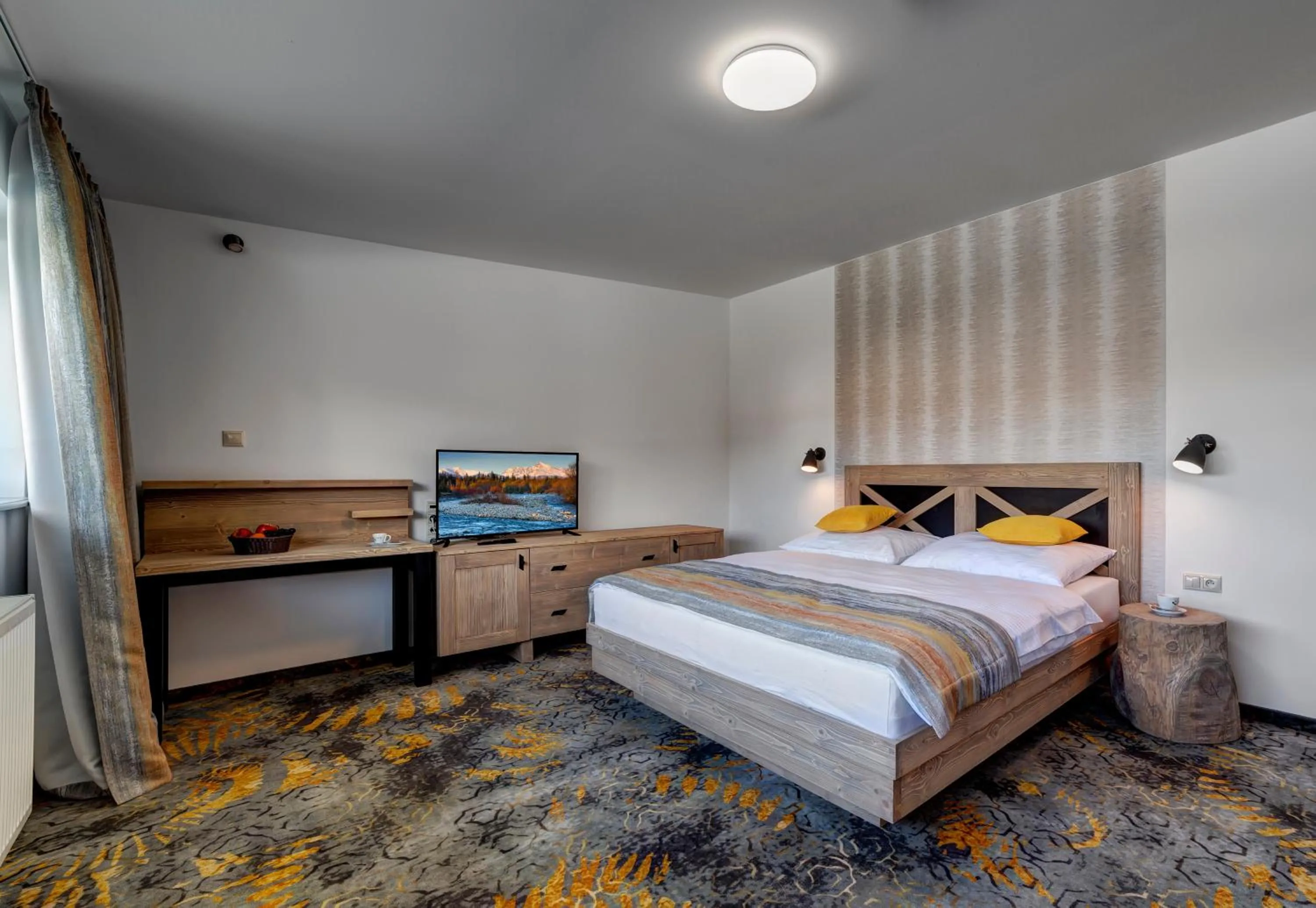 Bedroom, Bed in Hotel Strachan Family Jasná