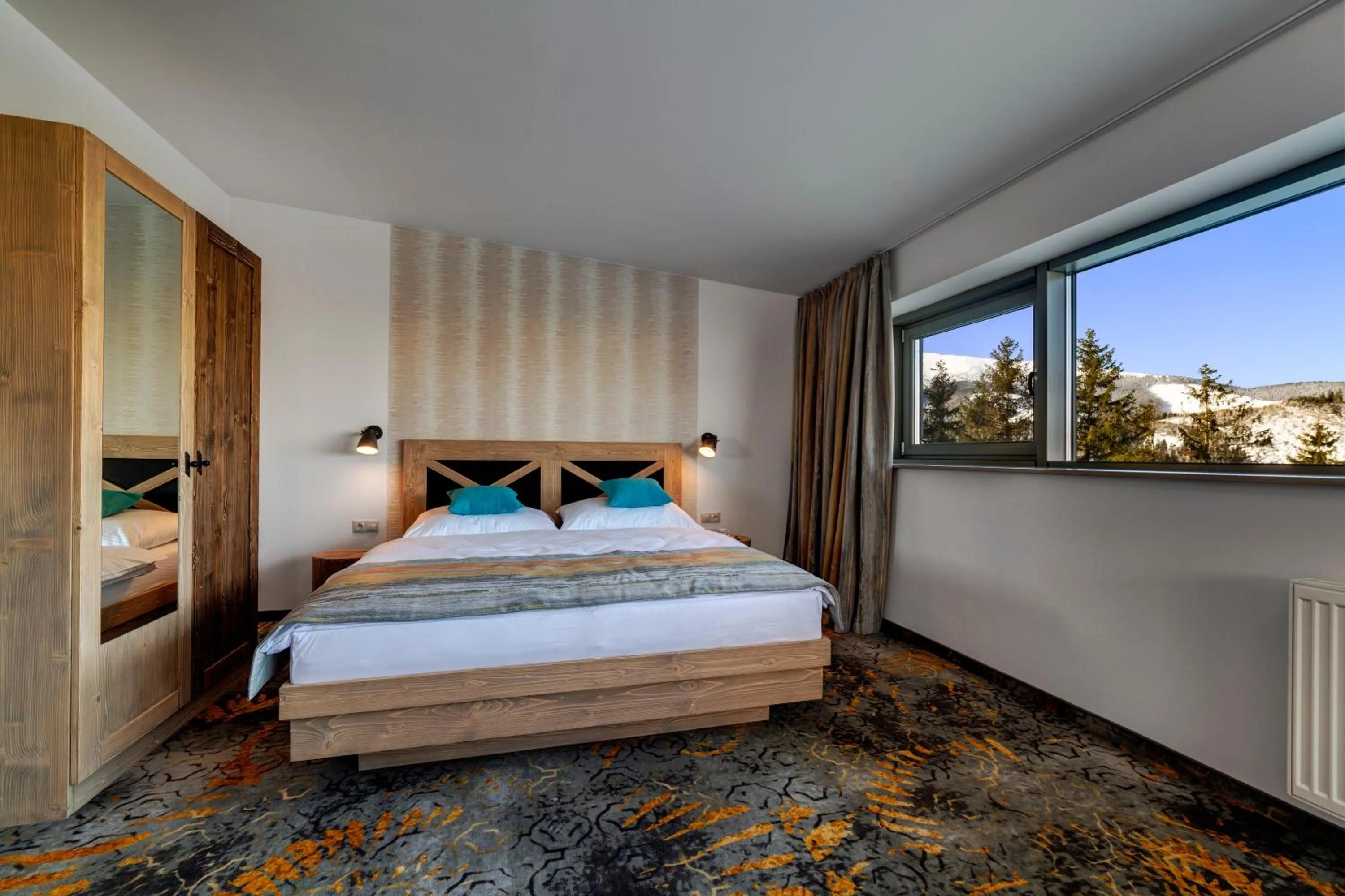 Bedroom, Bed in Hotel Strachan Family Jasná