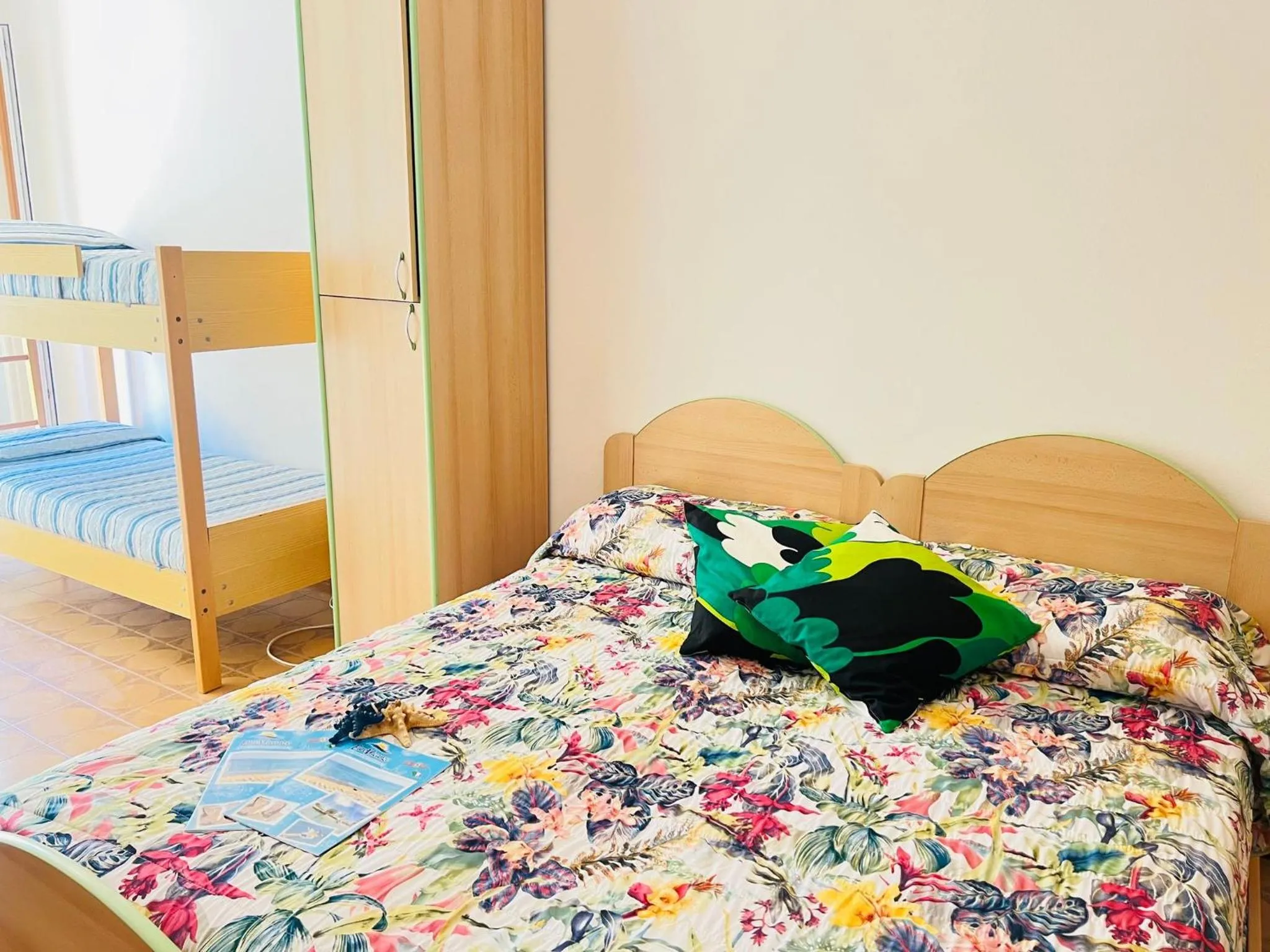 Bed in Spacious apartment with large balcony
