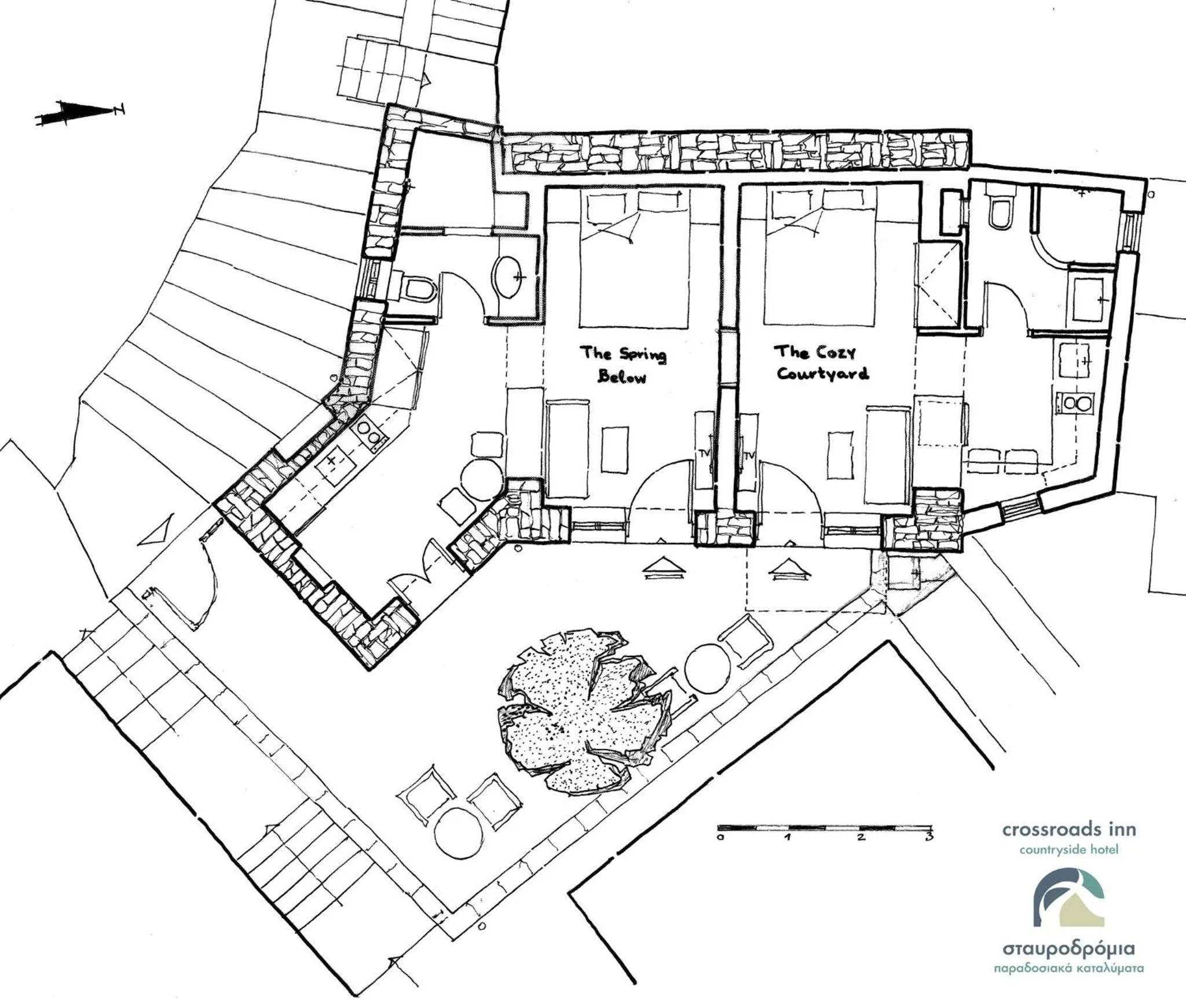 TV and multimedia in Crossroads Inn Traditional Lodging