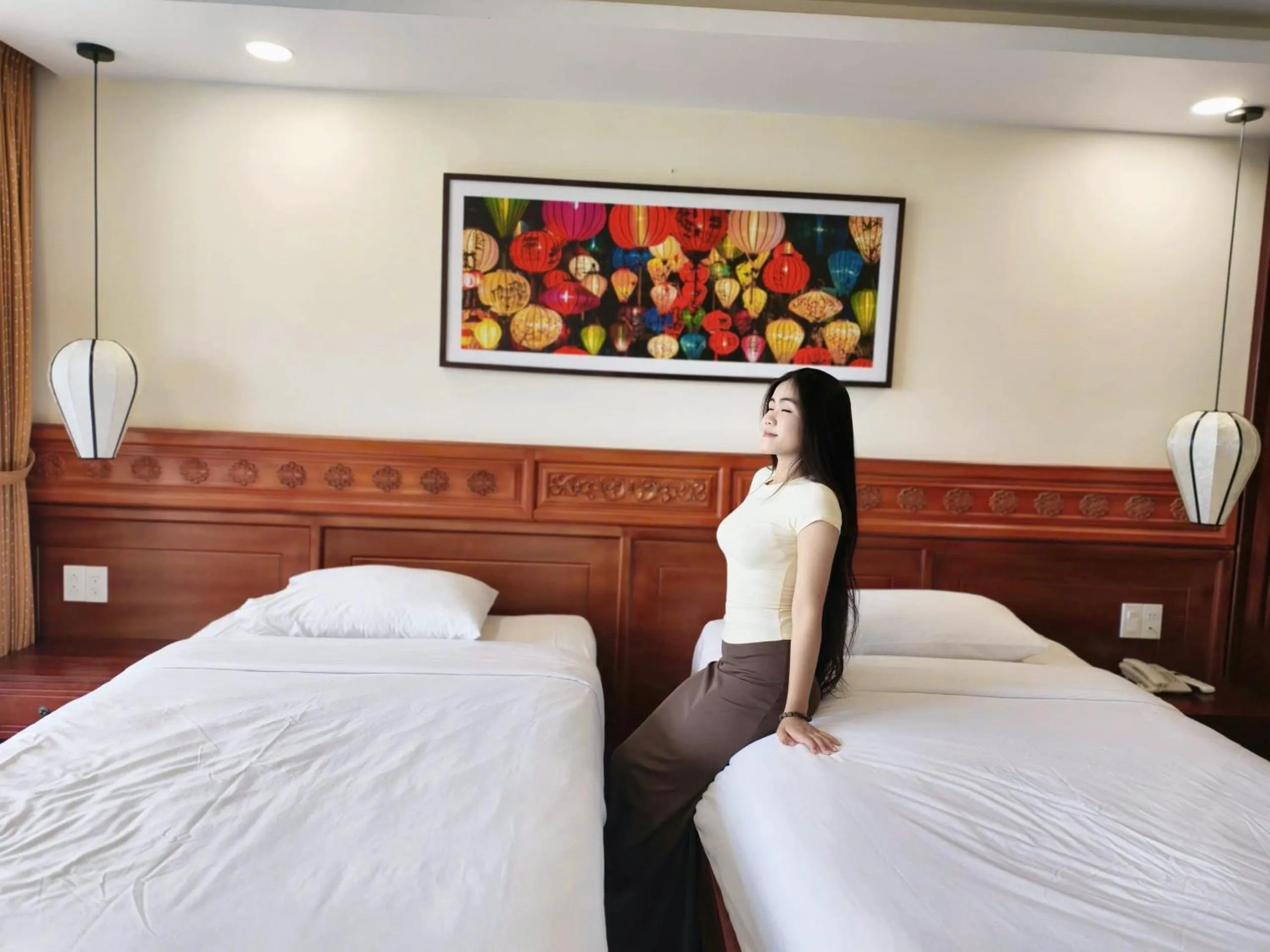 Bed in Virgo Villa Quê Hội An