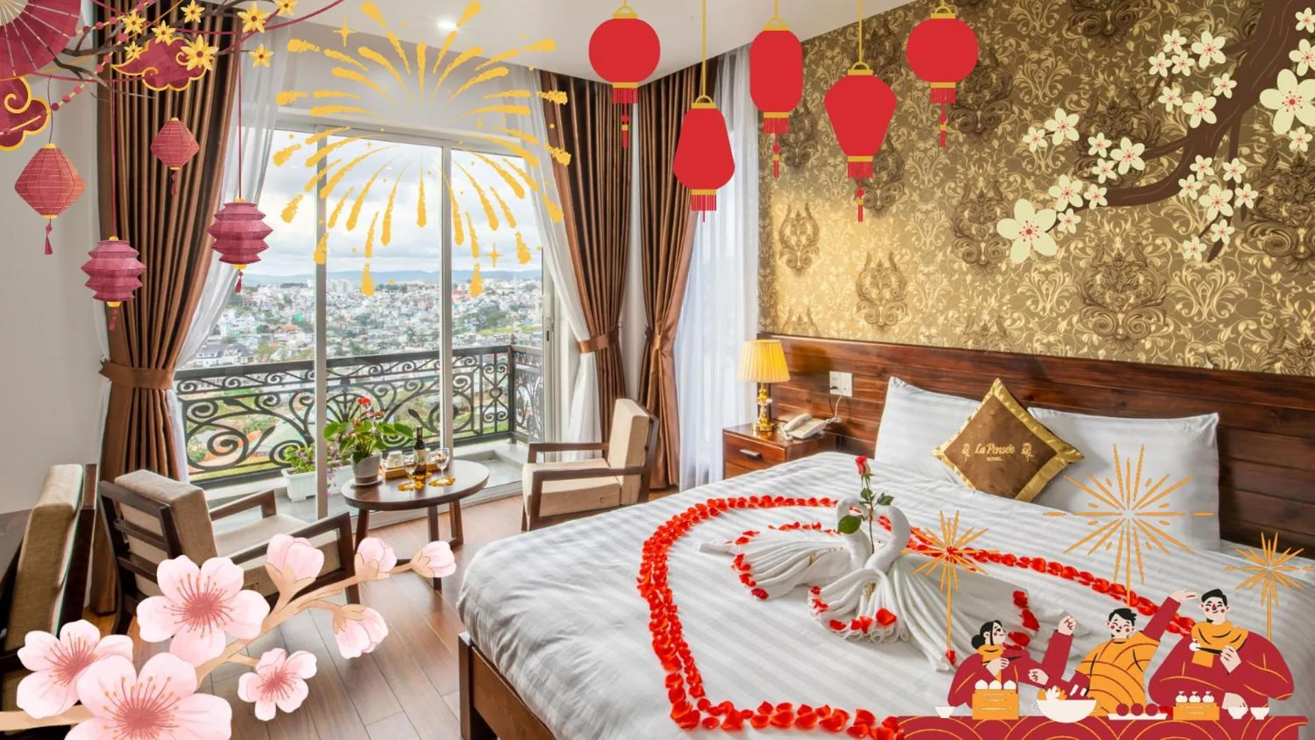 Bed in La Pense'e Hotel - Dalat