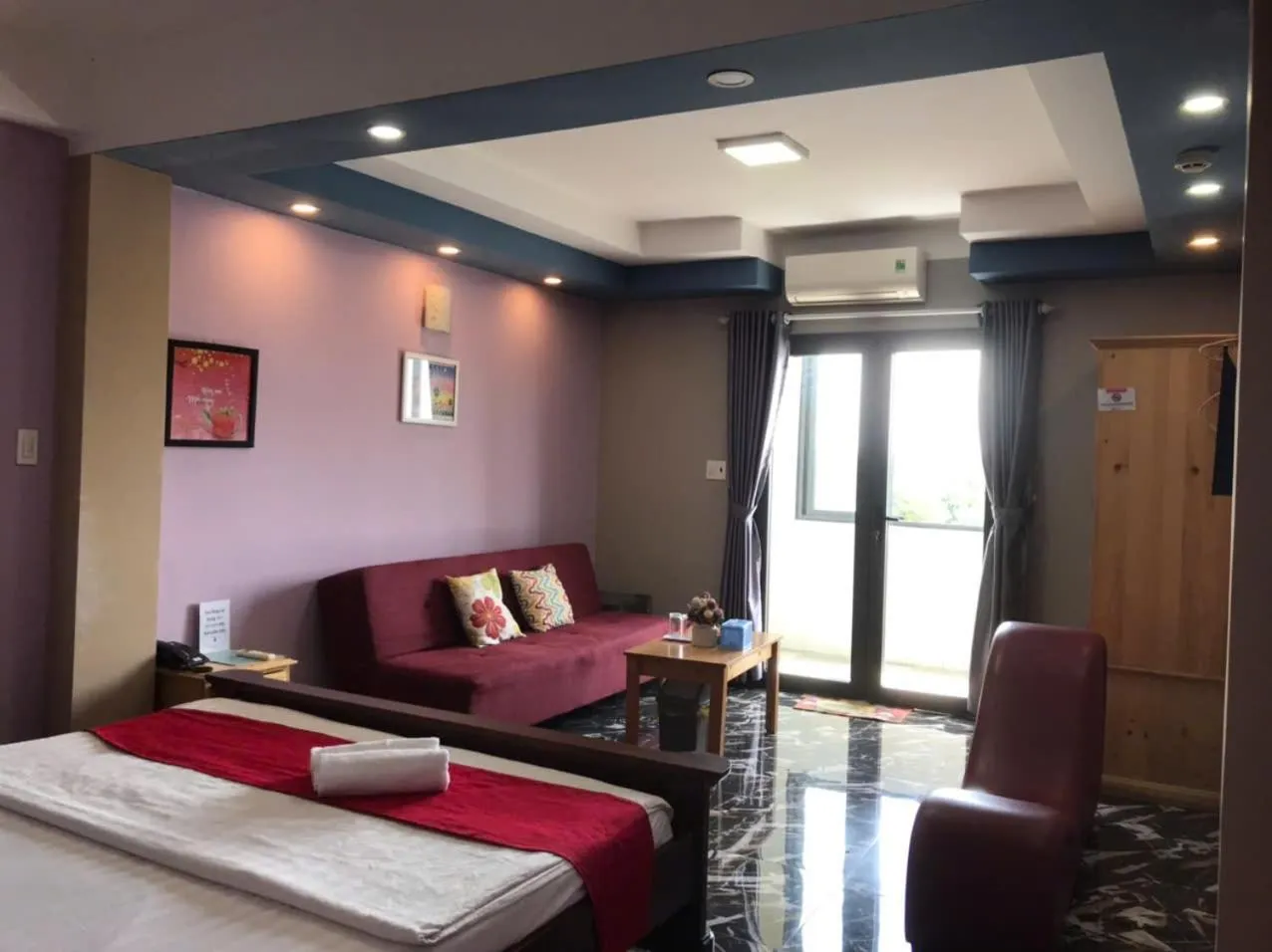 Bed in Bờ Sông Hotel