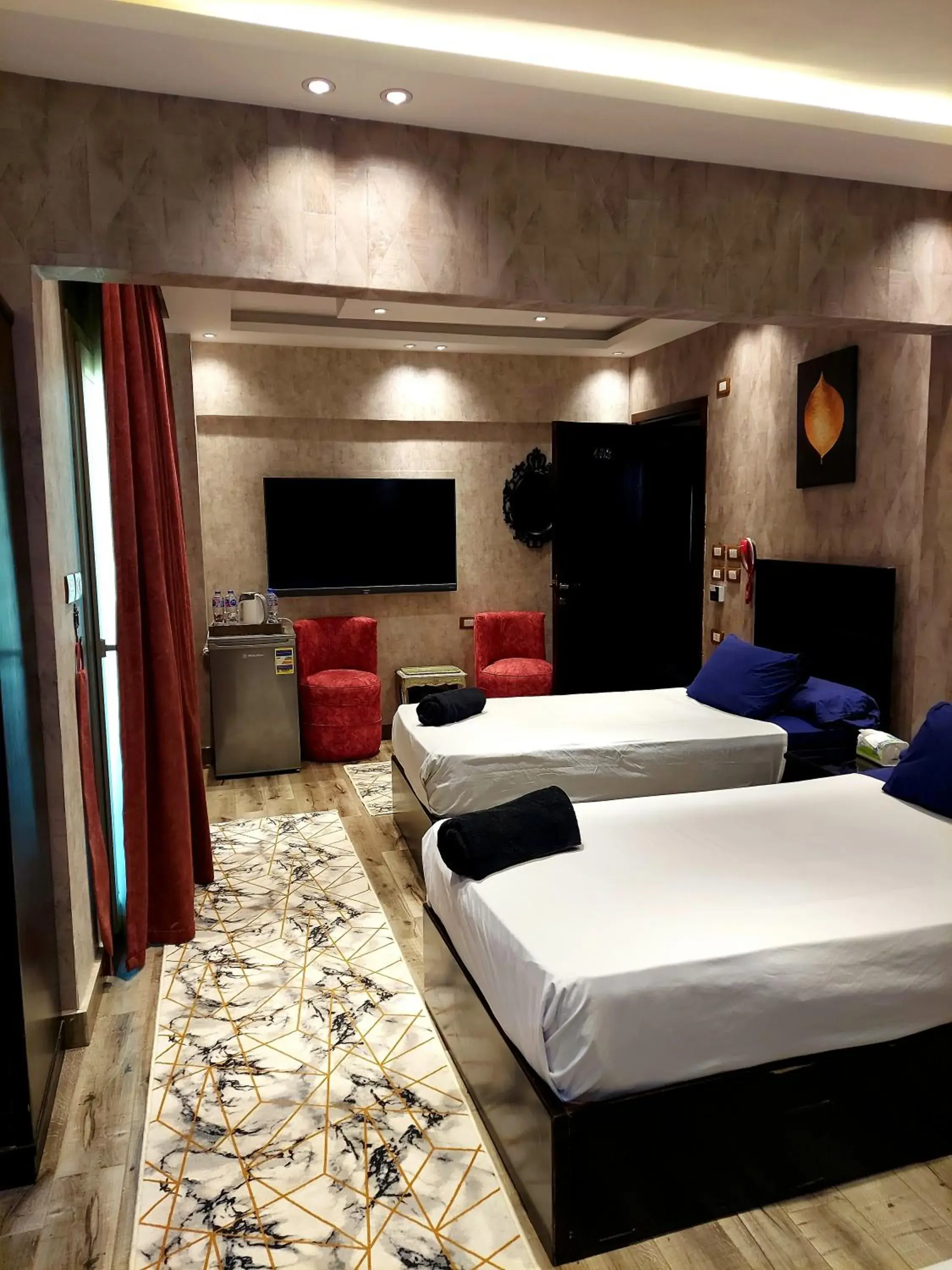 Twin Room with Private Bathroom and Pyramids View in Pyramids Planet Hotel Twin Room with Private Bathroom and Pyramids View in Pyramids Planet Hotel