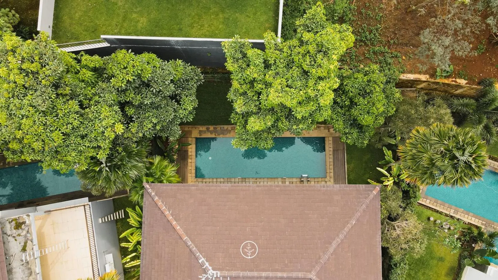 Bird's eye view in Oyama City View Villa 4 bedrooms with a private heated swimming pool